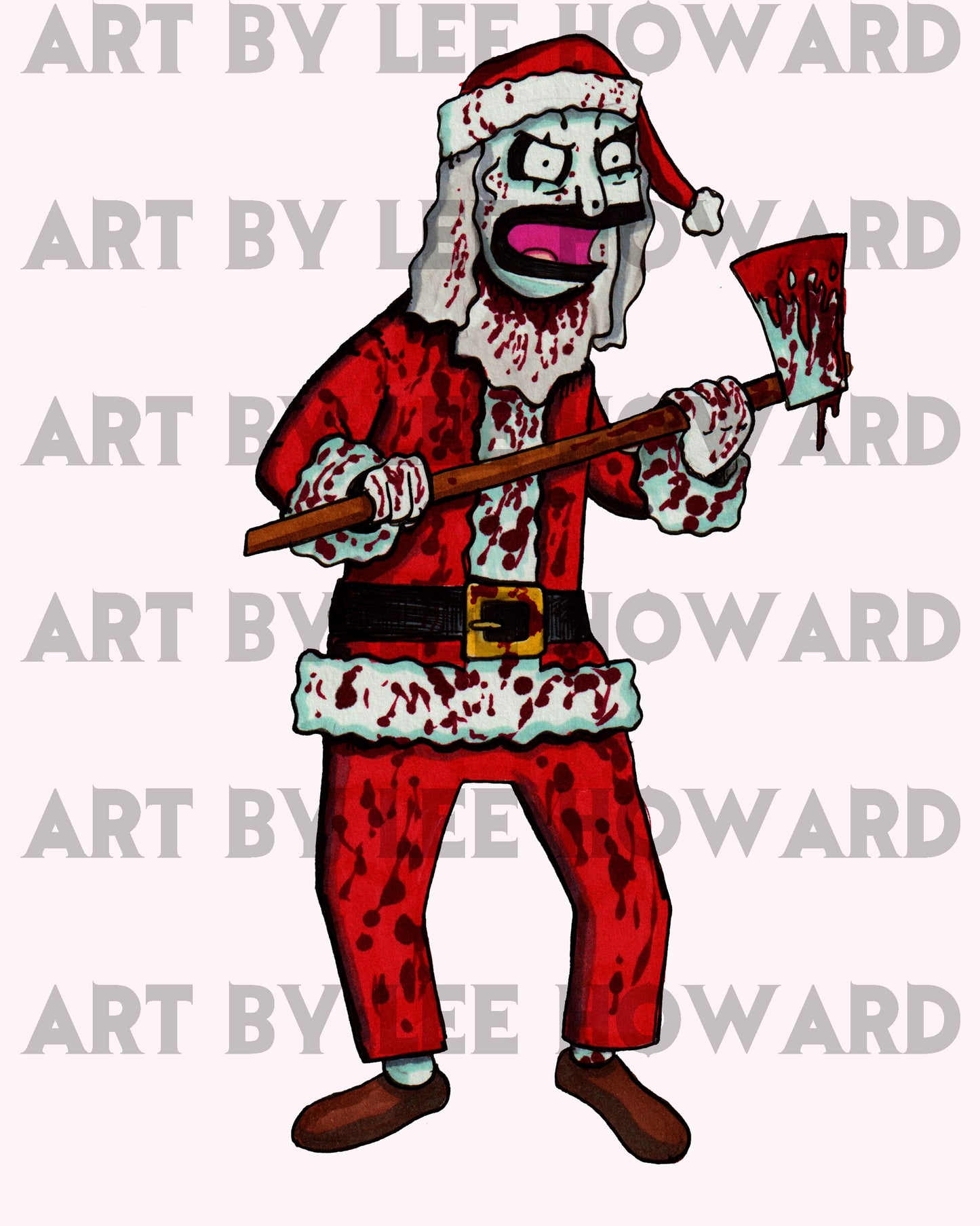 'Santa' Art the Clown in a Bob's Burgers Style 8x10 PRINT/Reproduction - Signed by Artist