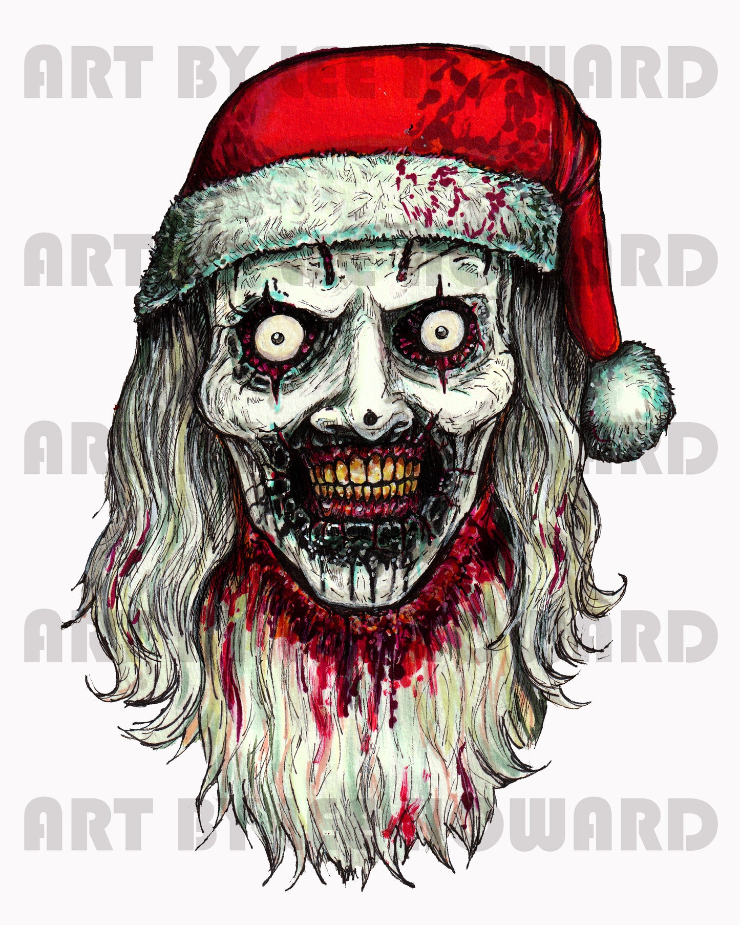 'Santa' Art the Clown in MY OWN Style 8x10 PRINT/Reproduction - Signed by Artist