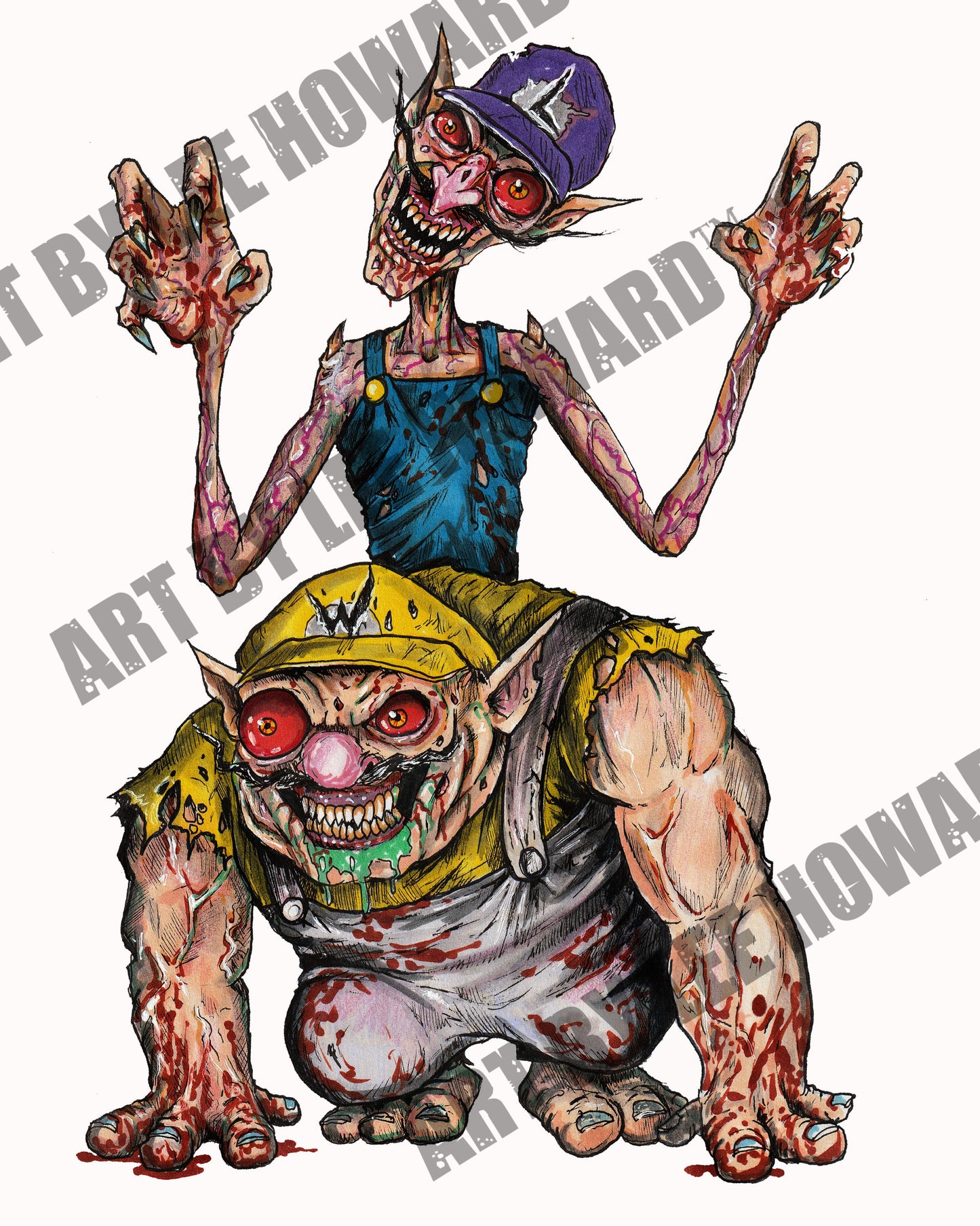 Super SCARIO but HORROR - Wario & Waluigi - 8x10 PRINT/Reproduction - Signed by Artist