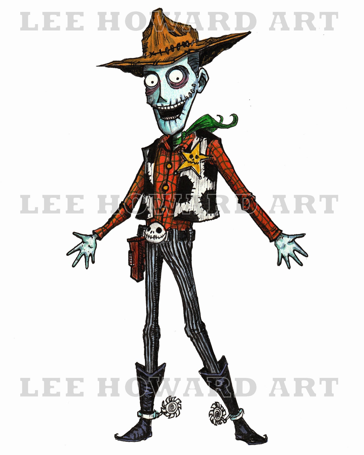 Woody from Toy Story in a TIM BURTON STYLE - 8x10 Art Print / Reproduction - Signed!