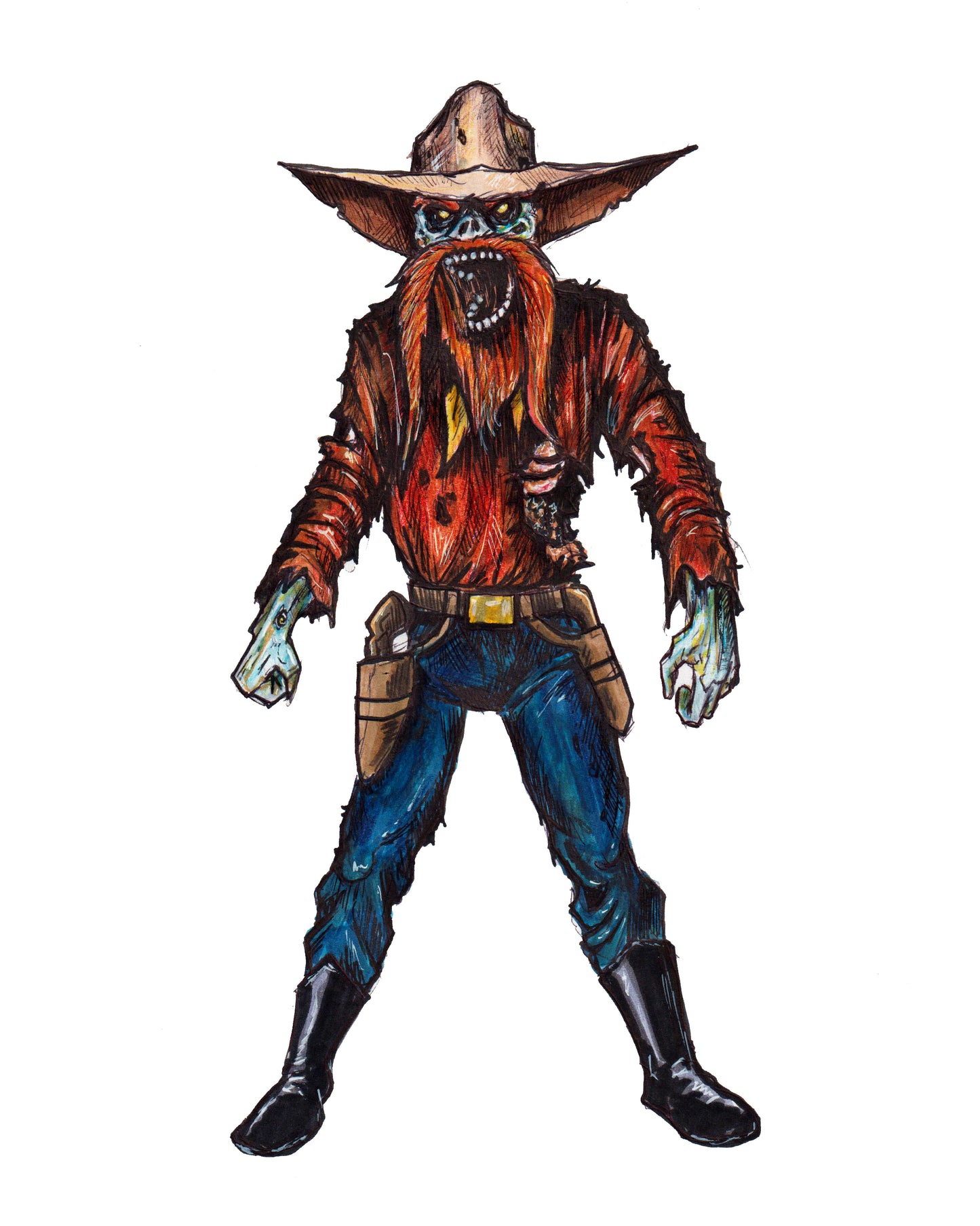Horror Toons - Yosemite Sam - 8x10 PRINT/Reproduction - Signed by Artist