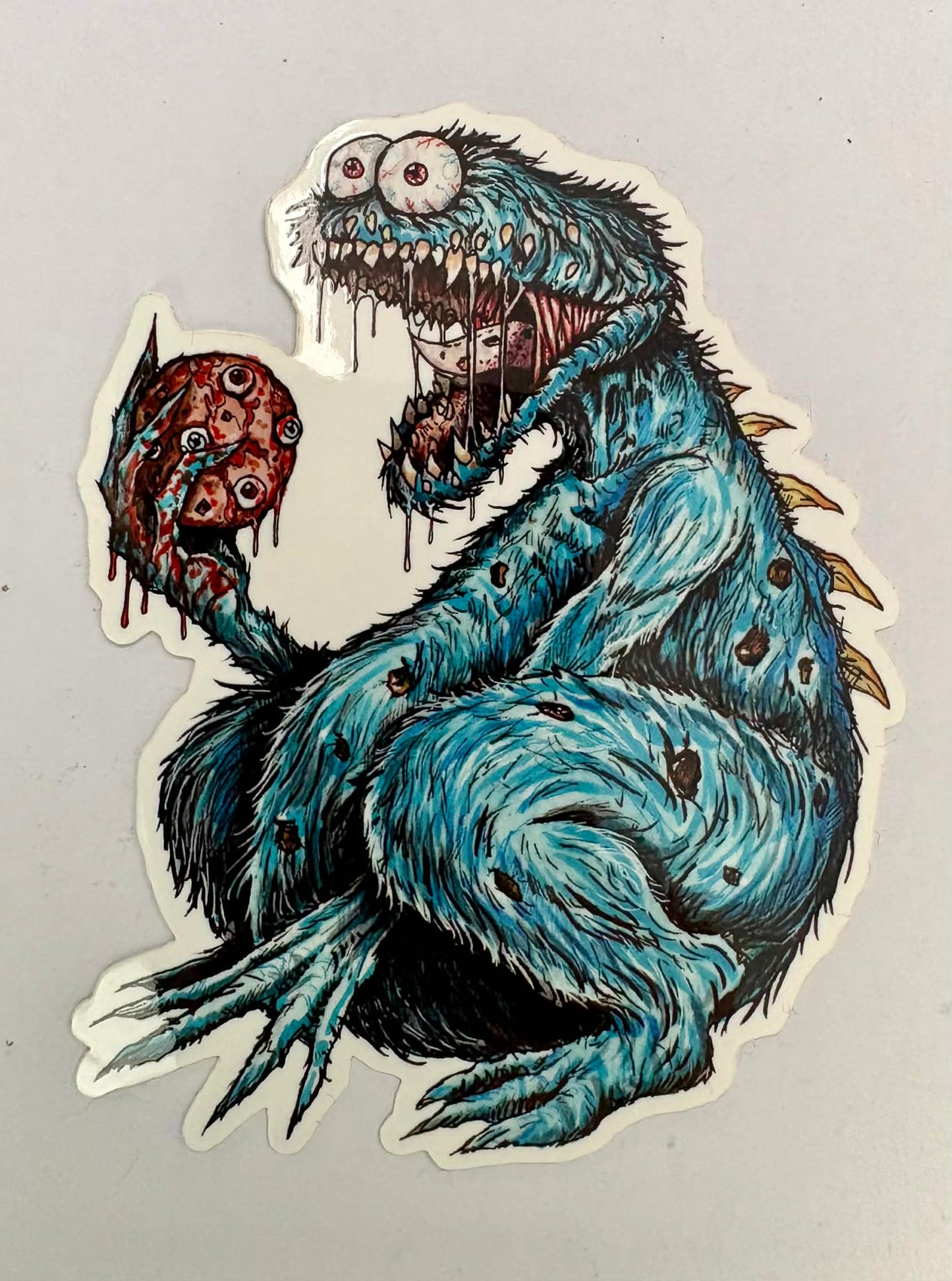 Cookie Monster HORROR 4" Vinyl Glossy Sticker!
