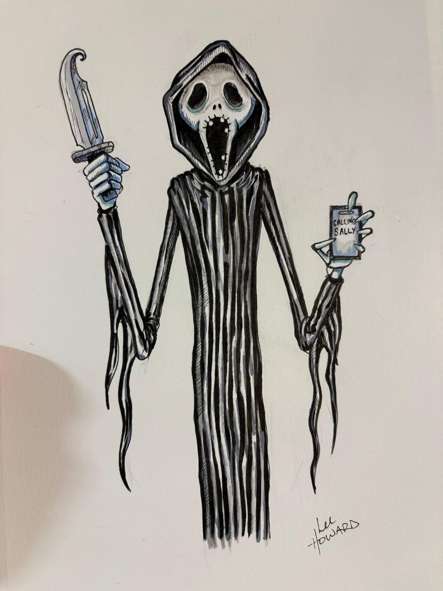 Jack Skellington / Ghostface Mash Up 7" x 10" Original Drawing