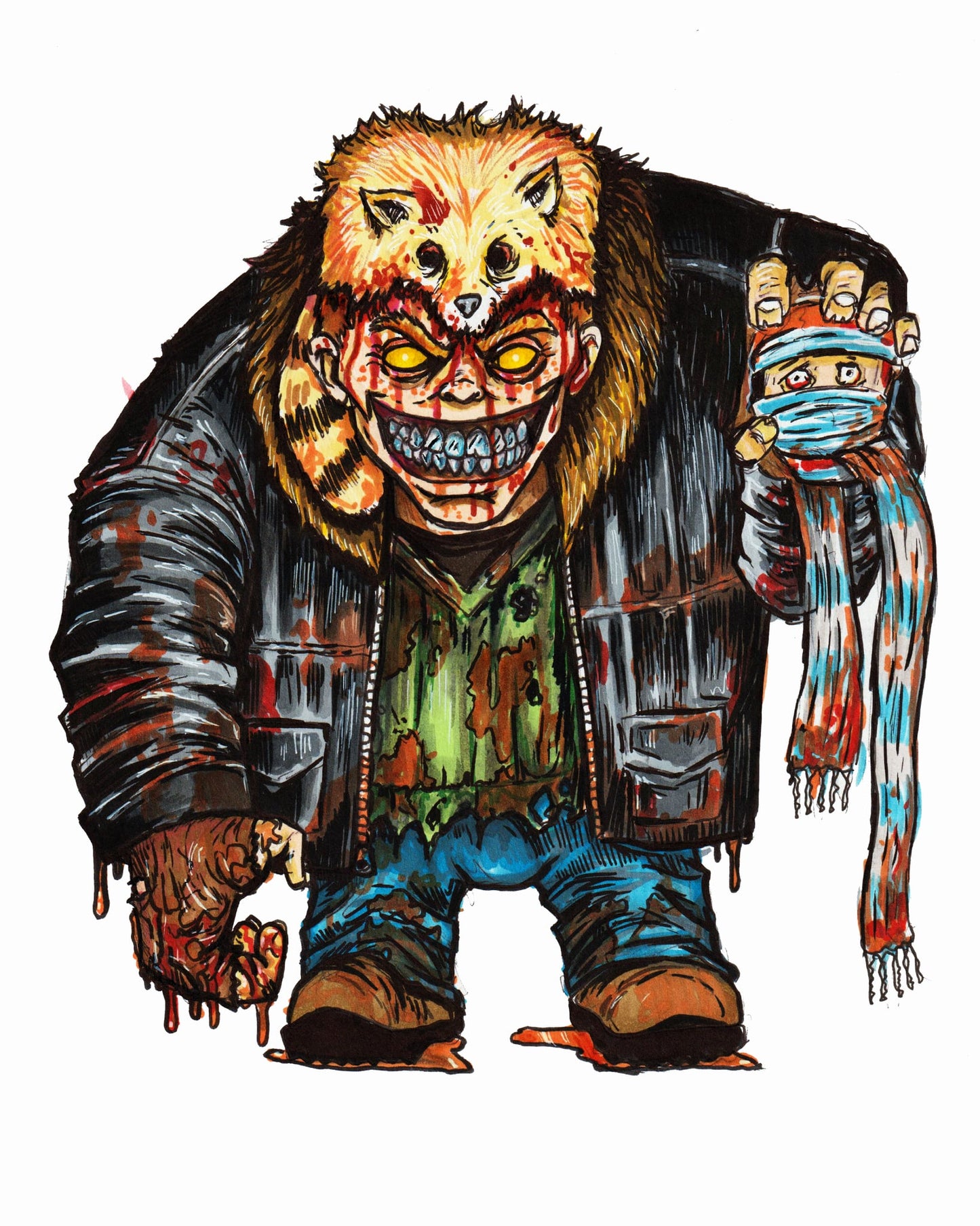 Christmas HORROR! SCUT FARKUS from A Christmas Story  Art Print 8x10 - Signed