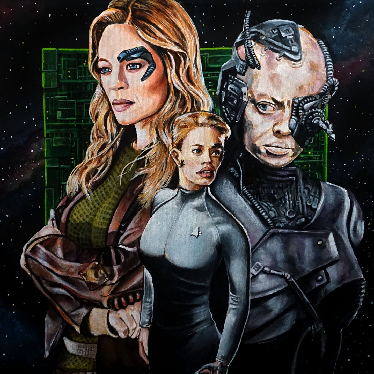 Star Trek Seven of Nine 16" x 16" ORIGINAL Acrylic Painting on gallery style canvas