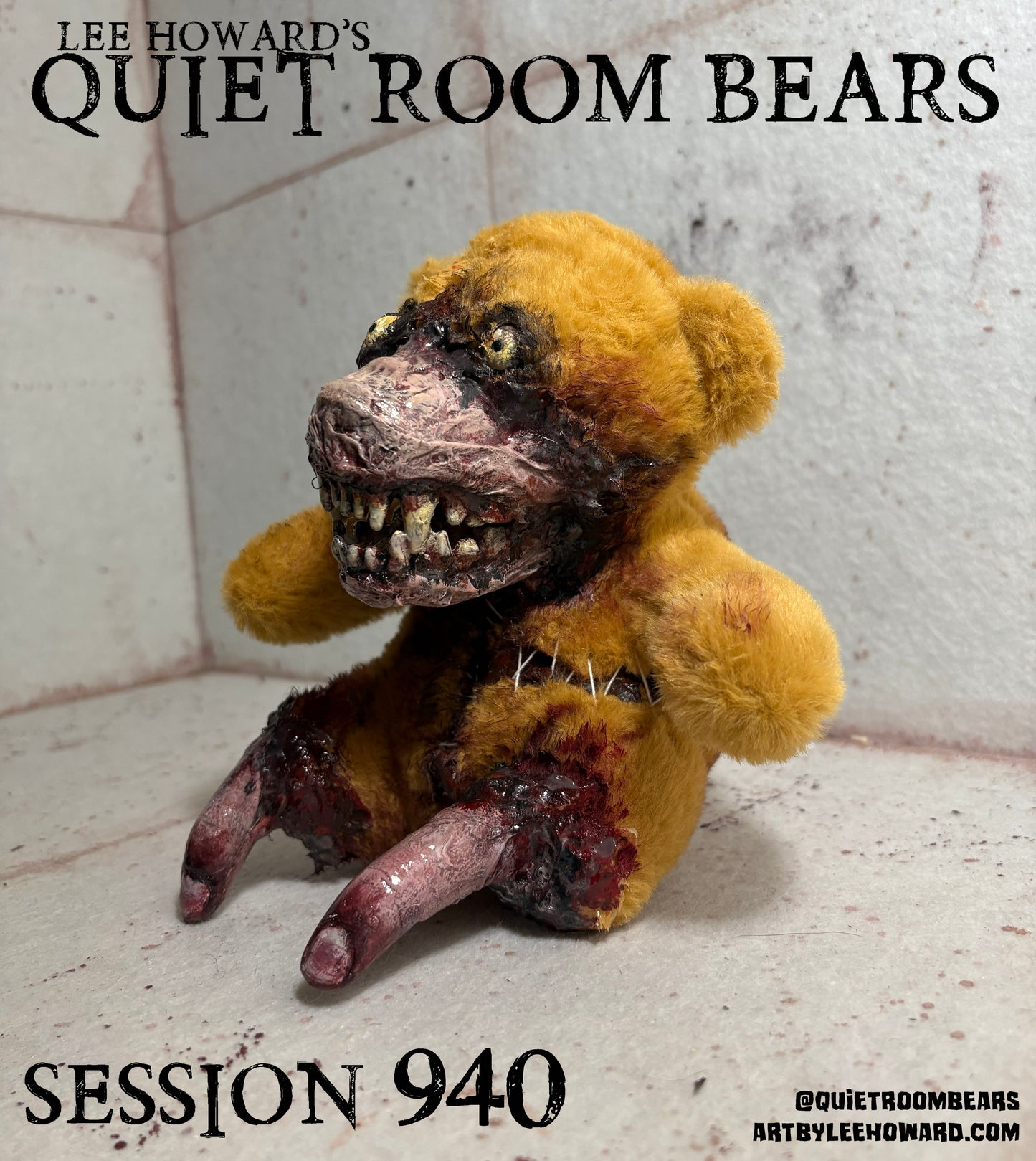 Quiet Room Bears - Session 940 - Horror Art Teddy Bear by Lee Howard
