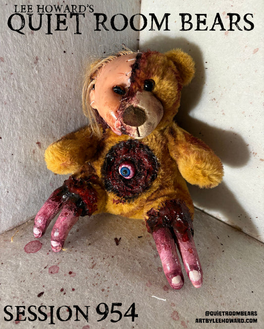 Quiet Room Bears - Session 954 - Horror Art Teddy Bear by Lee Howard