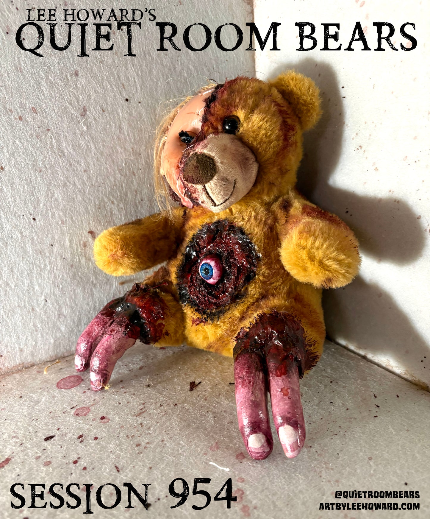 Quiet Room Bears - Session 954 - Horror Art Teddy Bear by Lee Howard