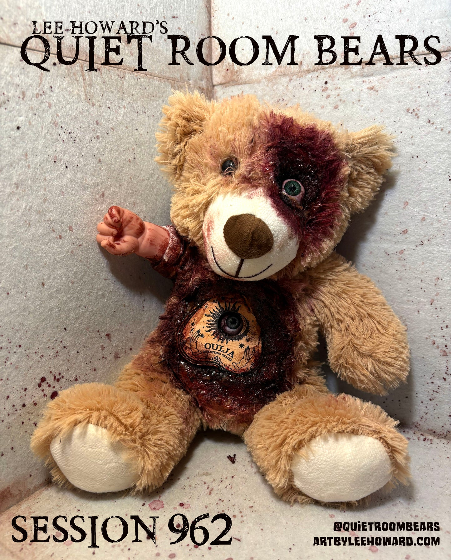 Quiet Room Bears - Session 962 - Horror Art Teddy Bear by Lee Howard