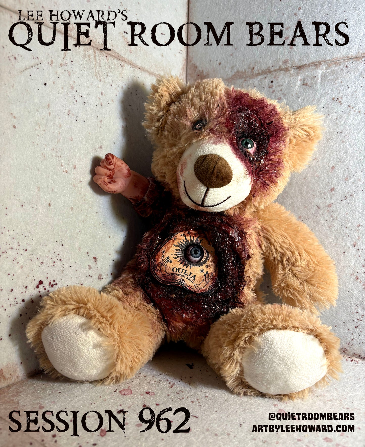 Quiet Room Bears - Session 962 - Horror Art Teddy Bear by Lee Howard