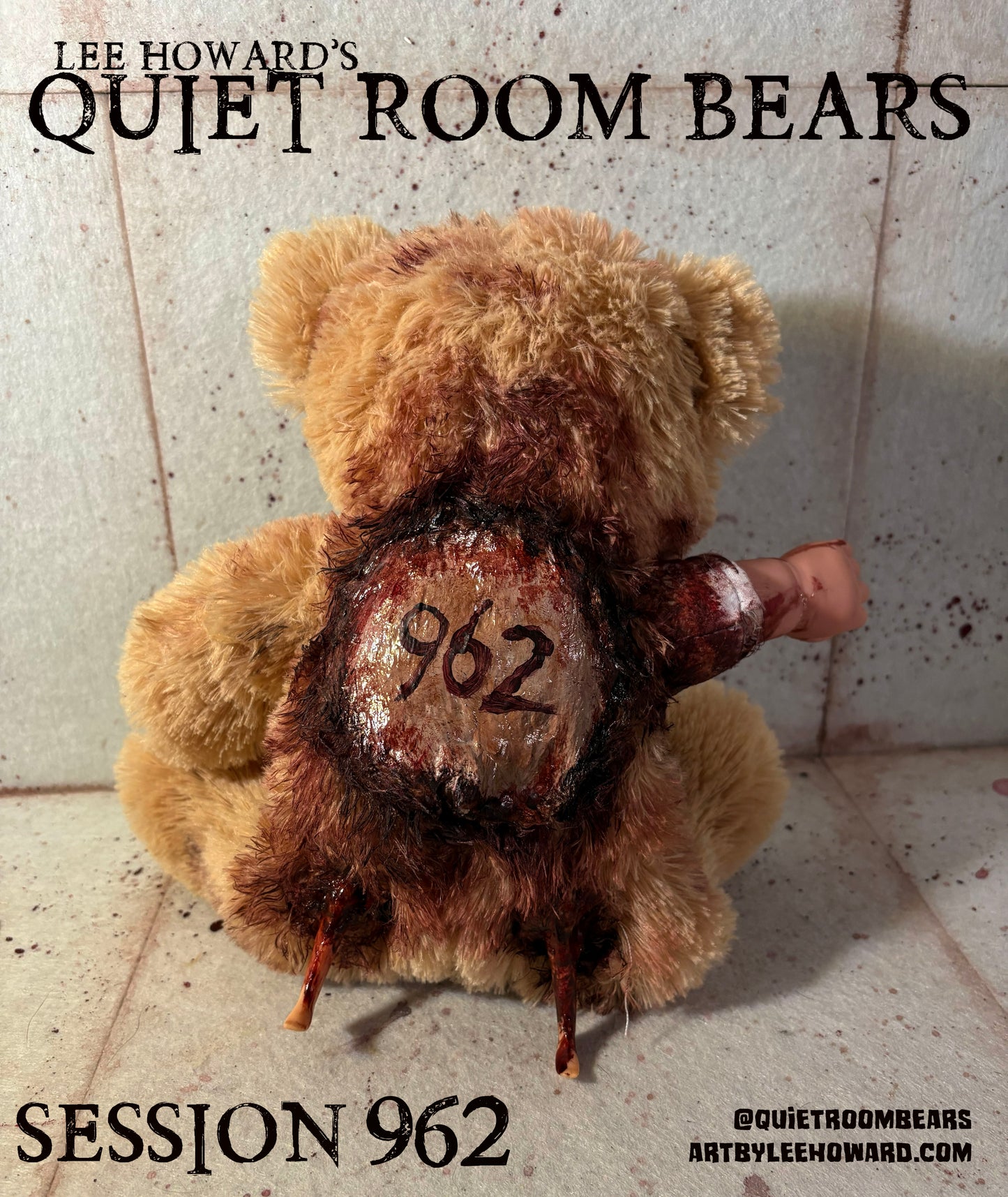 Quiet Room Bears - Session 962 - Horror Art Teddy Bear by Lee Howard