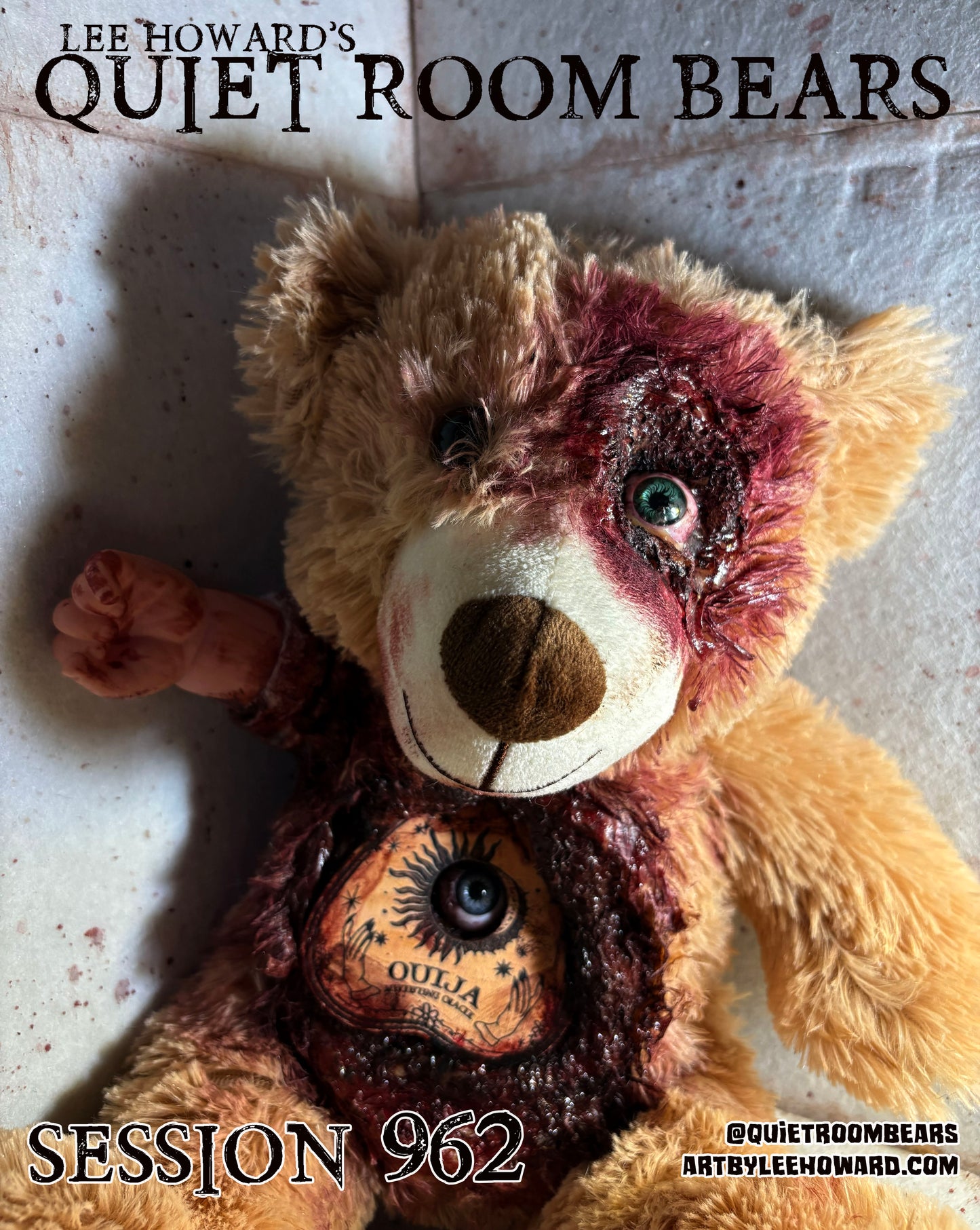 Quiet Room Bears - Session 962 - Horror Art Teddy Bear by Lee Howard