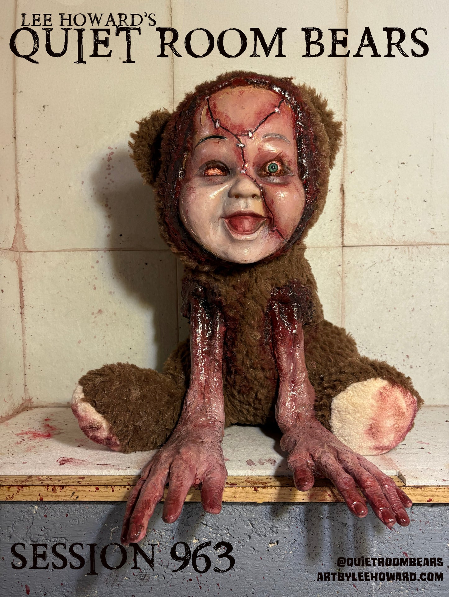 Quiet Room Bears - Session 963 - Horror Art Teddy Bear by Lee Howard