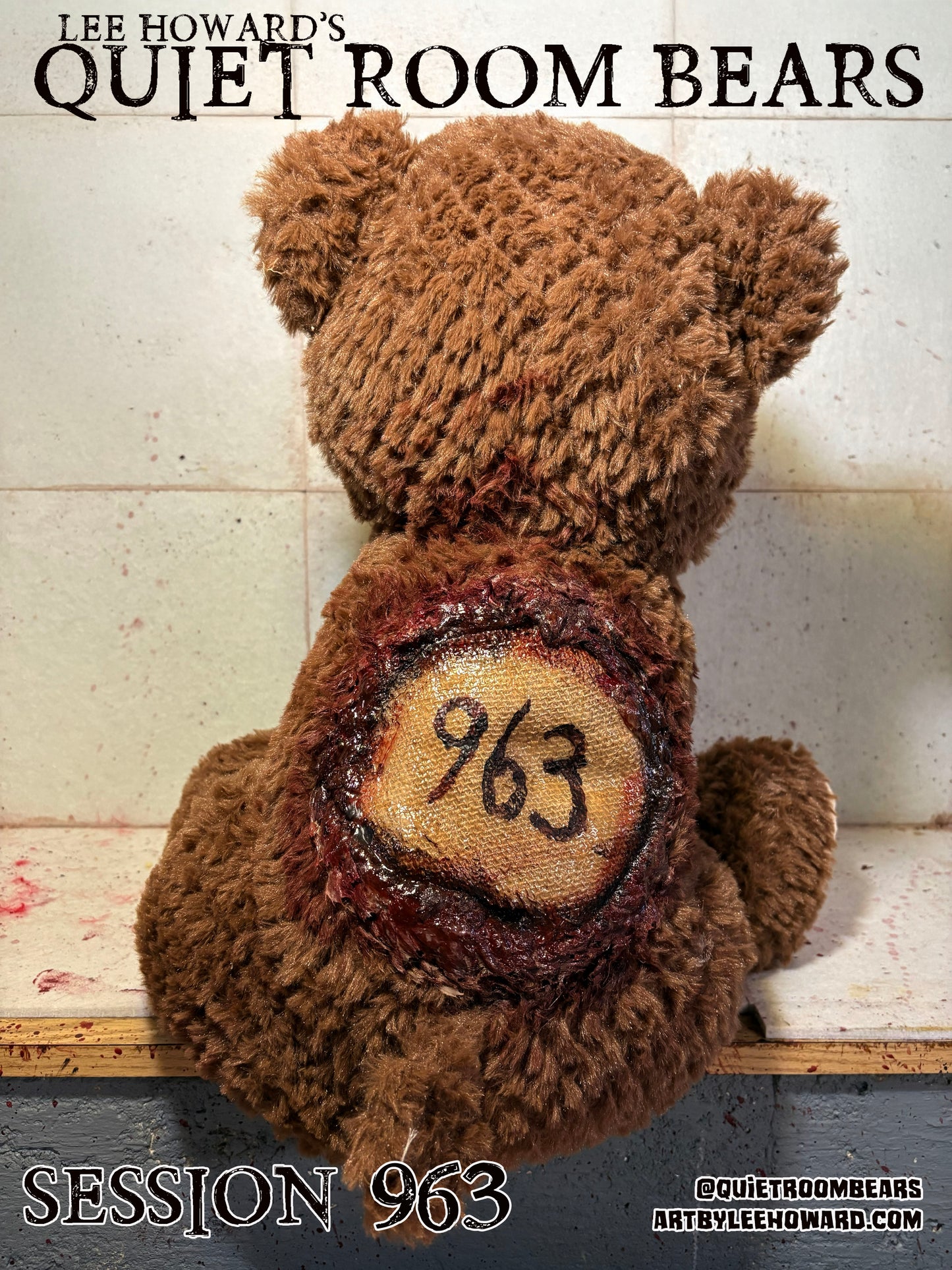 Quiet Room Bears - Session 963 - Horror Art Teddy Bear by Lee Howard