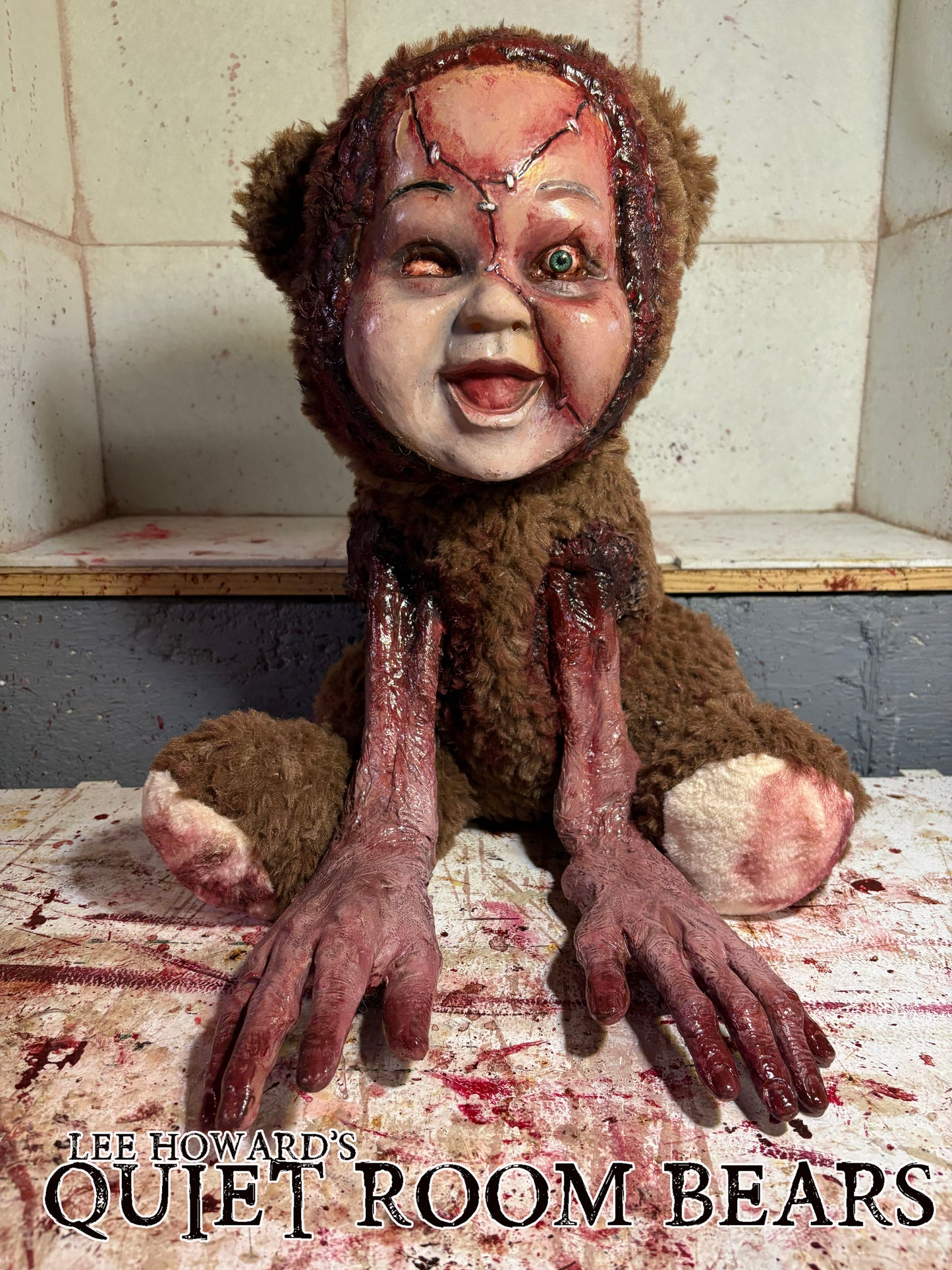Quiet Room Bears - Session 963 - Horror Art Teddy Bear by Lee Howard