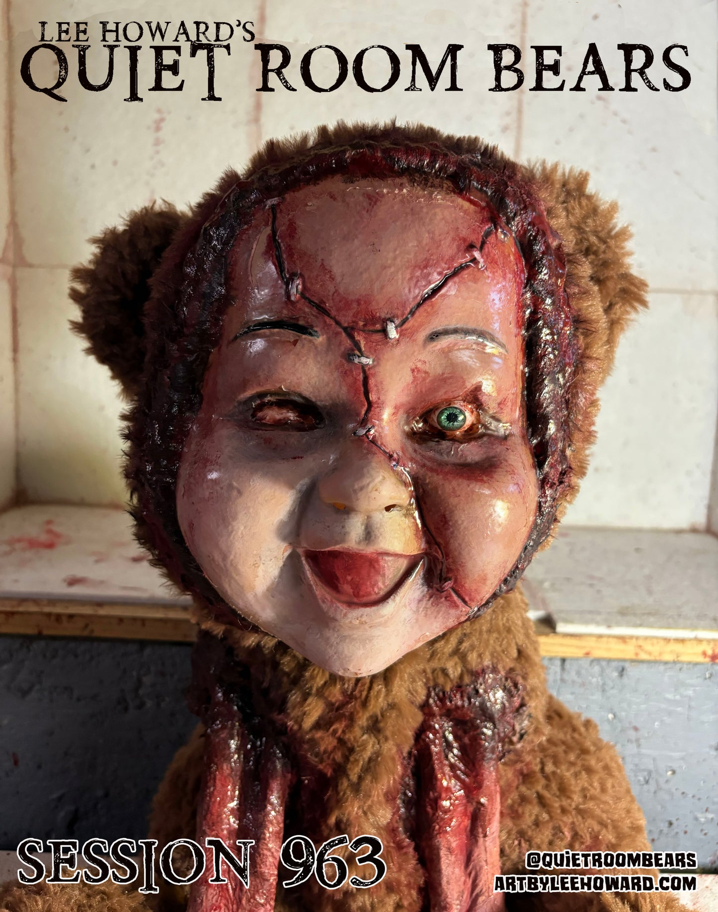 Quiet Room Bears - Session 963 - Horror Art Teddy Bear by Lee Howard