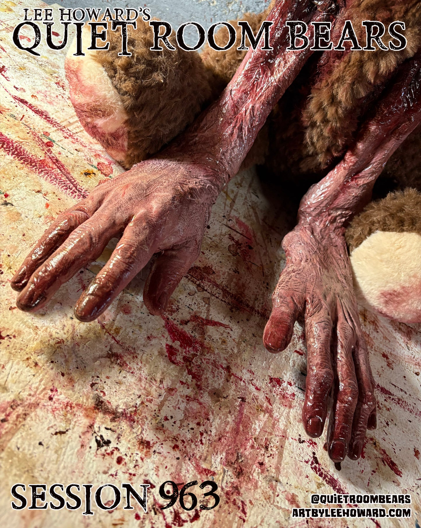 Quiet Room Bears - Session 963 - Horror Art Teddy Bear by Lee Howard