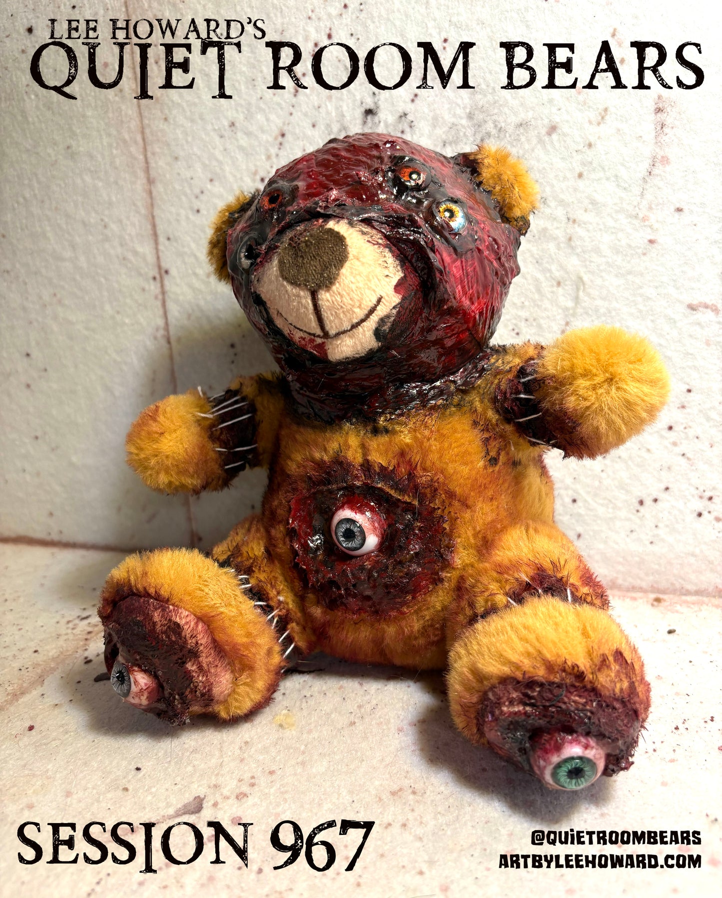 Quiet Room Bears - Session 967 - Horror Art Teddy Bear by Lee Howard