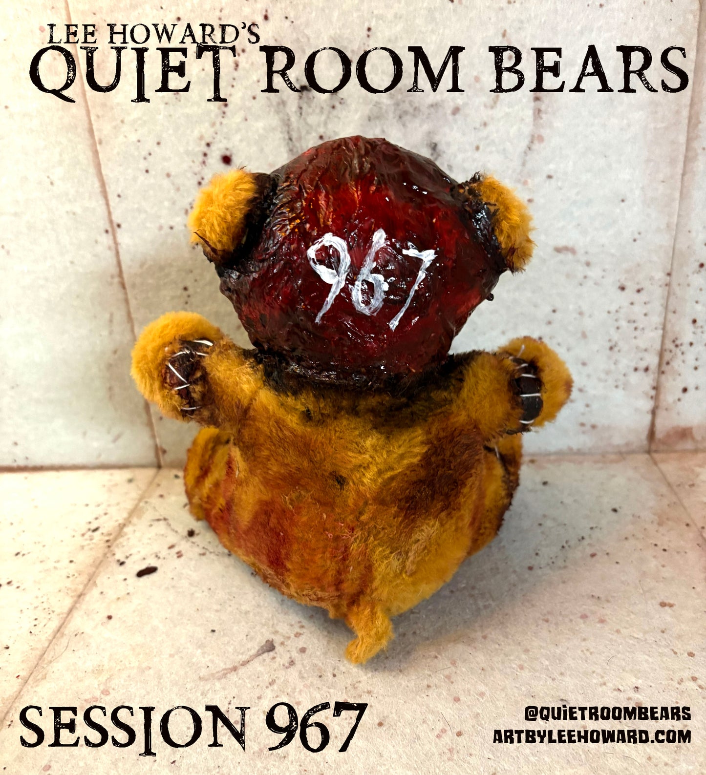 Quiet Room Bears - Session 967 - Horror Art Teddy Bear by Lee Howard