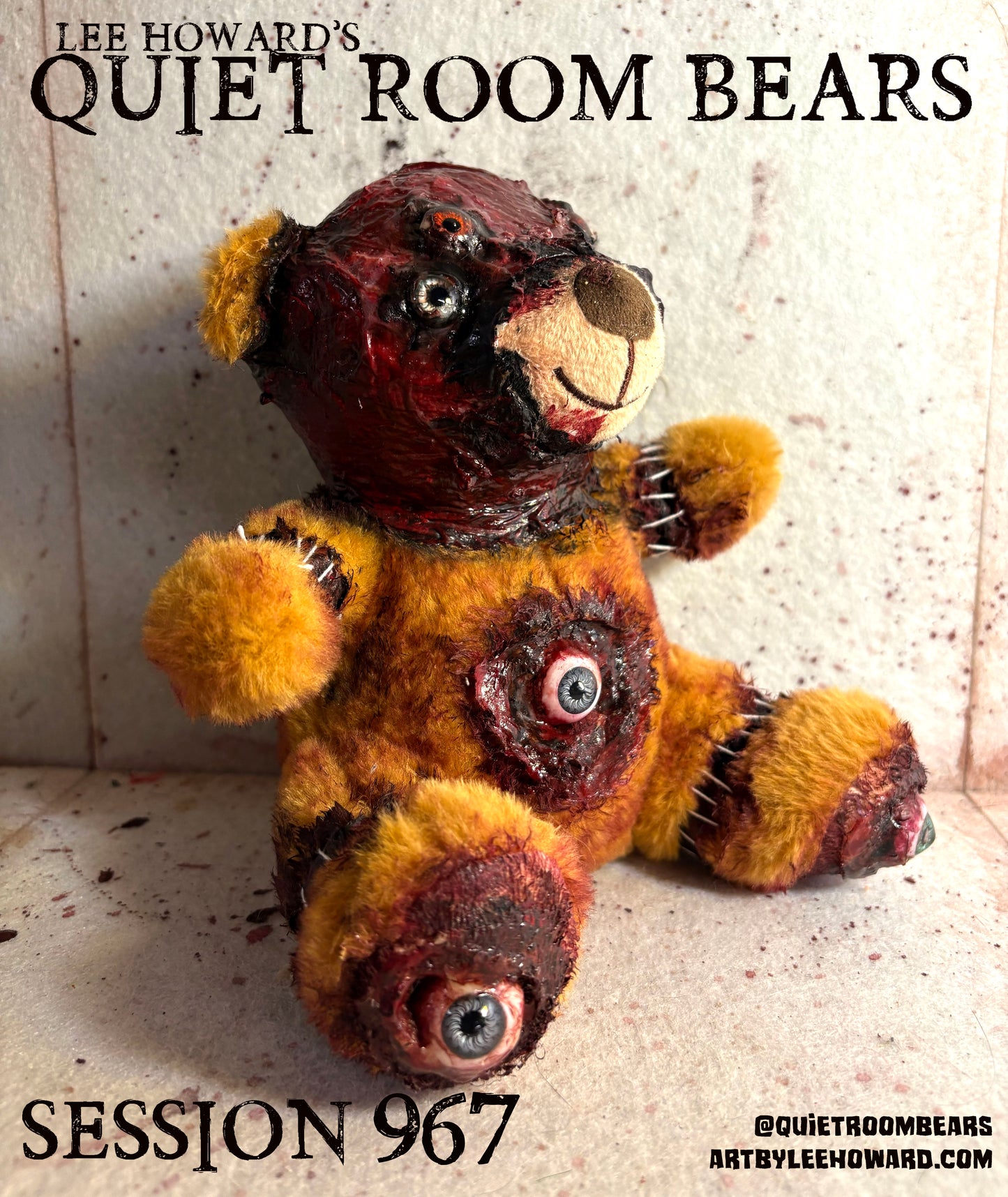 Quiet Room Bears - Session 967 - Horror Art Teddy Bear by Lee Howard