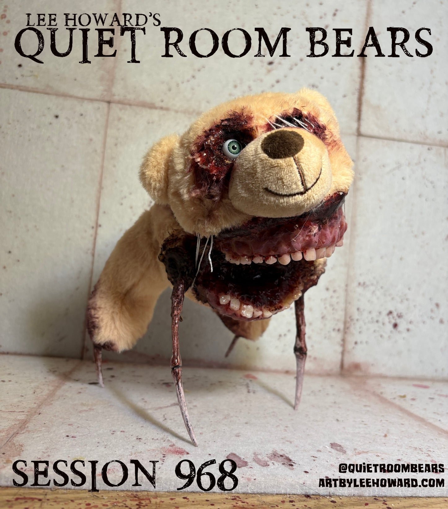 Quiet Room Bears - Session 968 - Horror Art Teddy Bear by Lee Howard