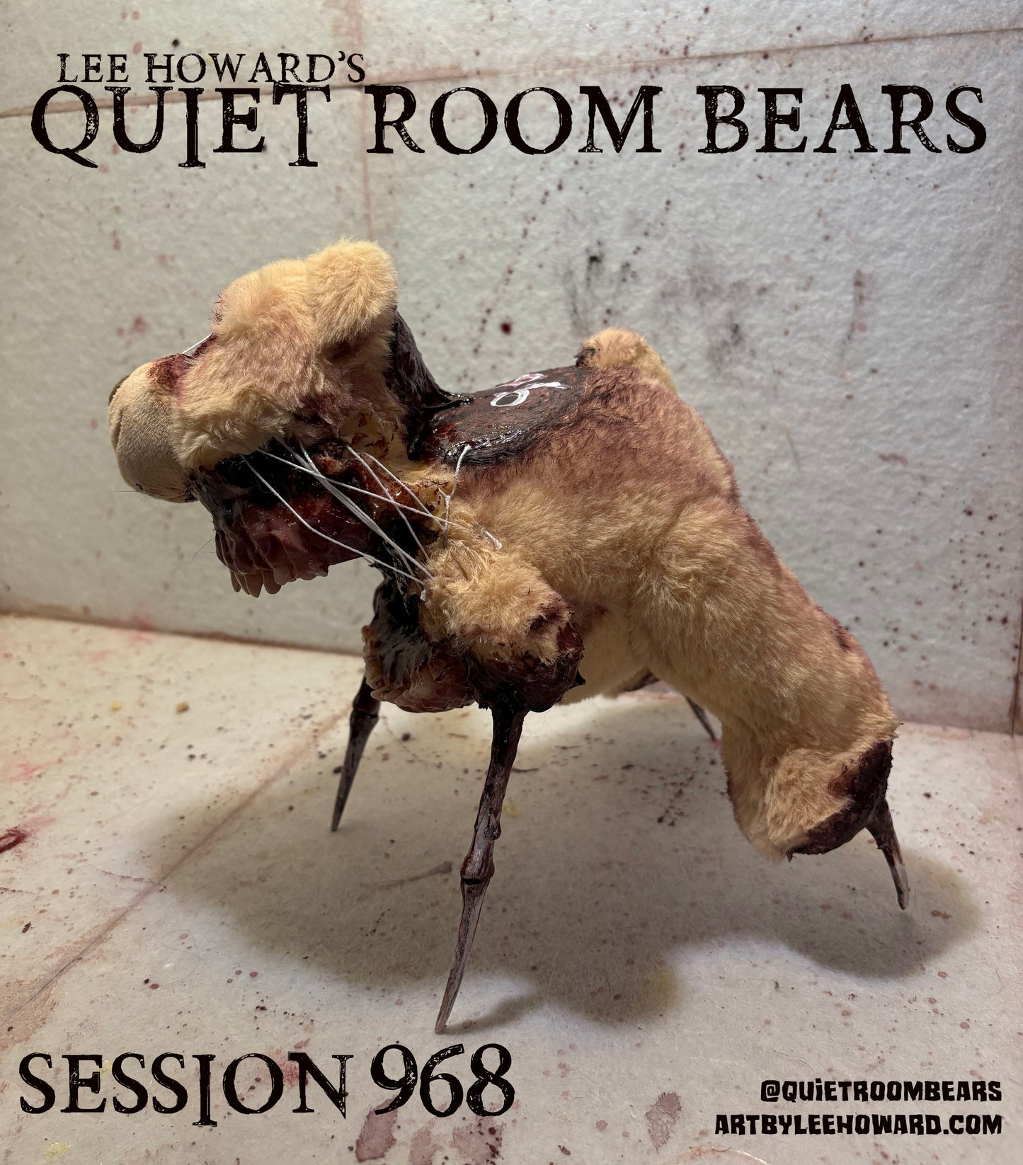 Quiet Room Bears - Session 968 - Horror Art Teddy Bear by Lee Howard
