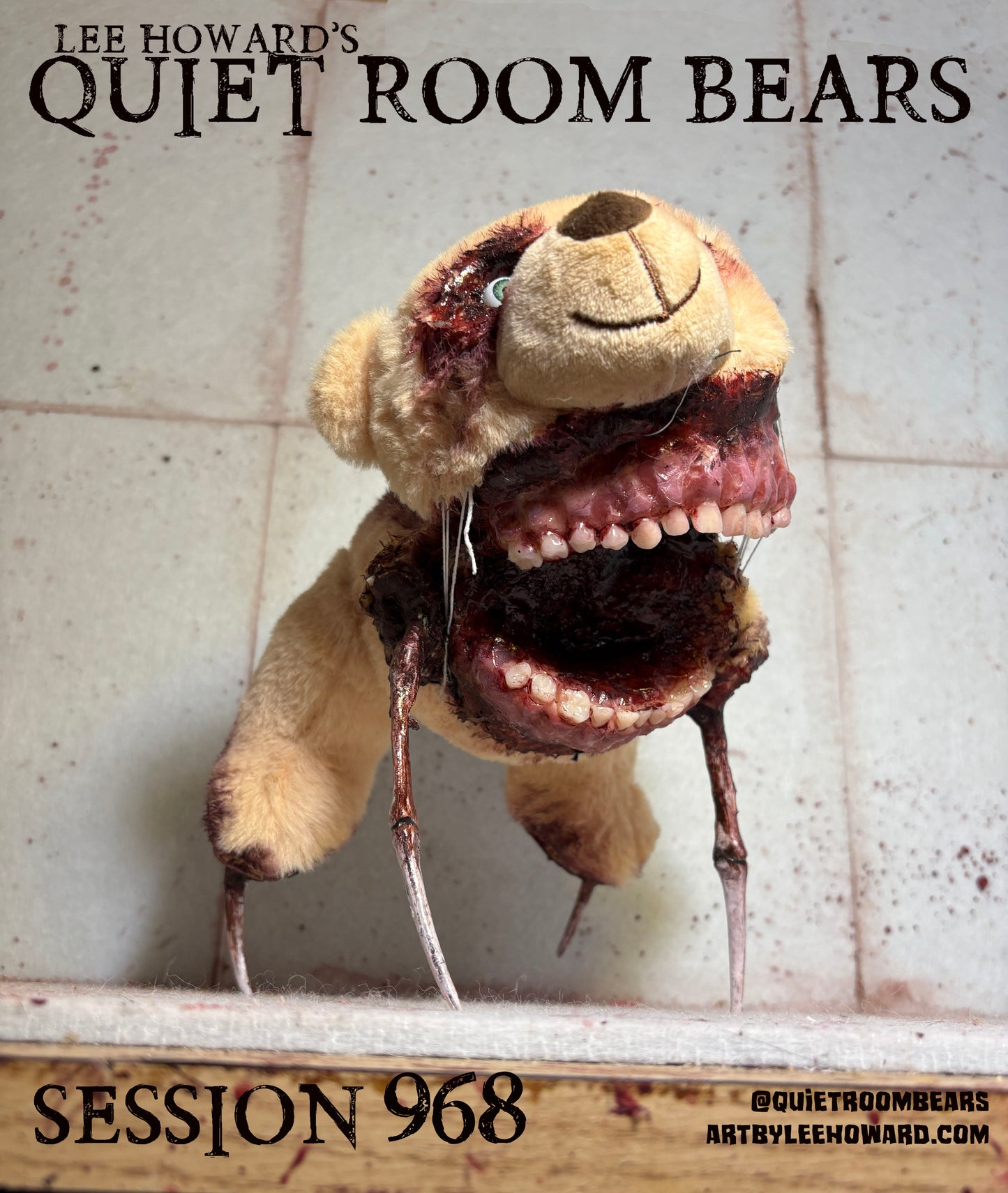 Quiet Room Bears - Session 968 - Horror Art Teddy Bear by Lee Howard