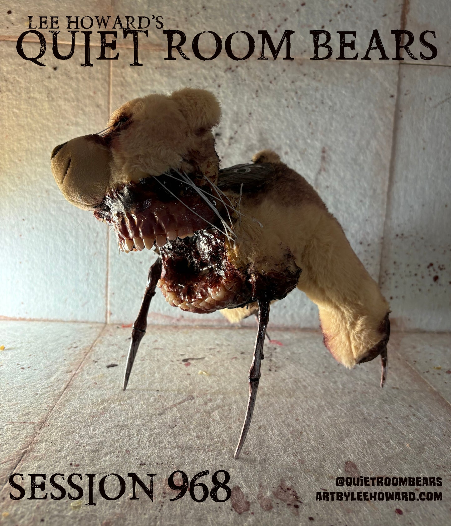 Quiet Room Bears - Session 968 - Horror Art Teddy Bear by Lee Howard