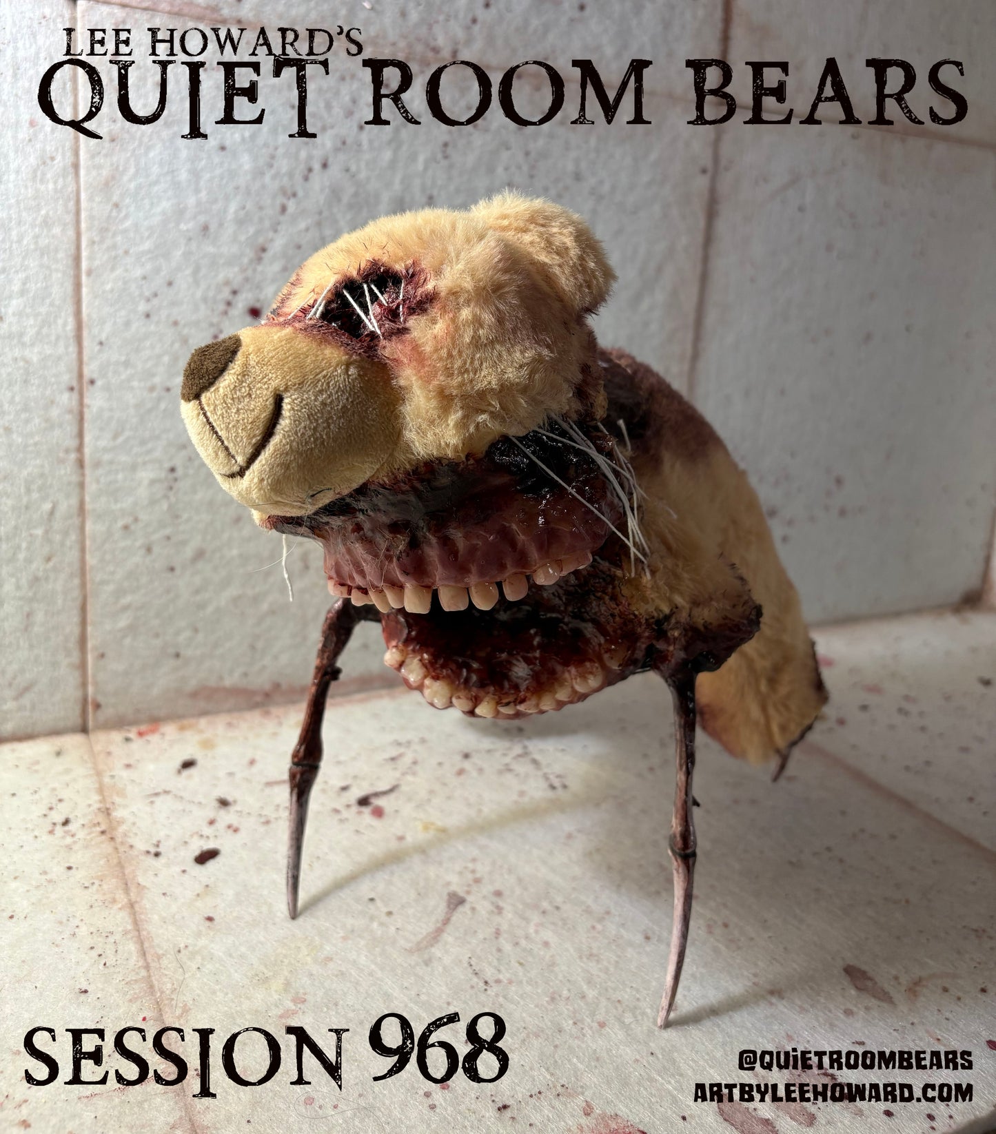 Quiet Room Bears - Session 968 - Horror Art Teddy Bear by Lee Howard