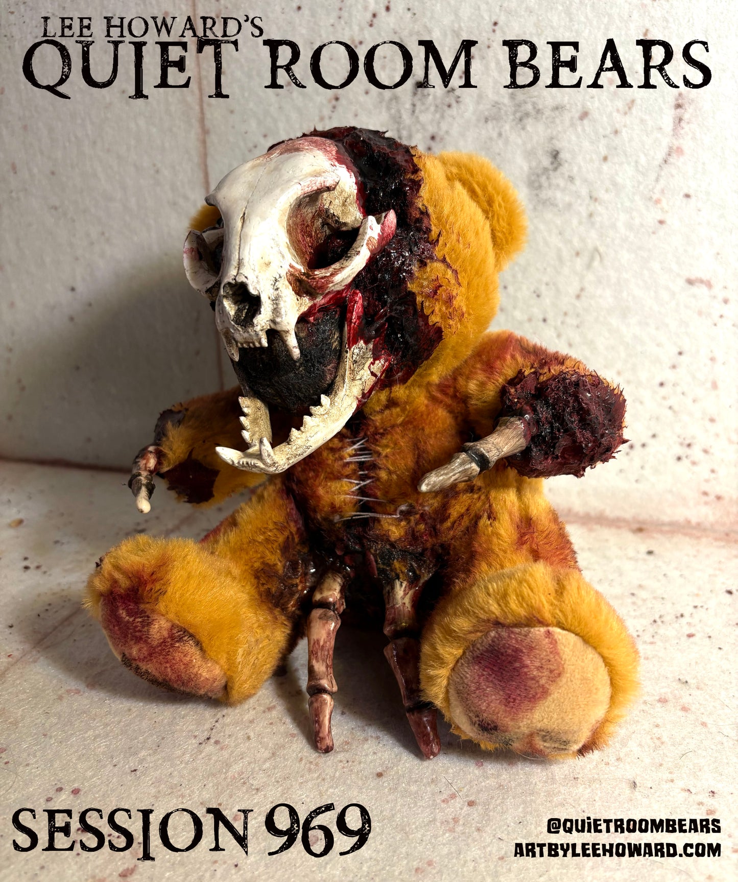 Quiet Room Bears - Session 969 - Horror Art Teddy Bear by Lee Howard