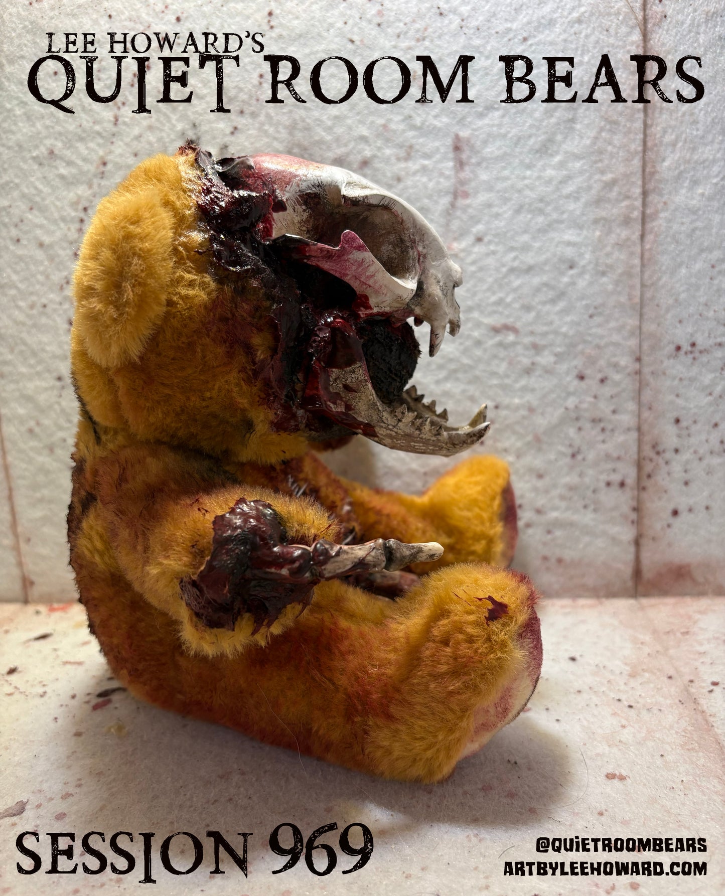 Quiet Room Bears - Session 969 - Horror Art Teddy Bear by Lee Howard