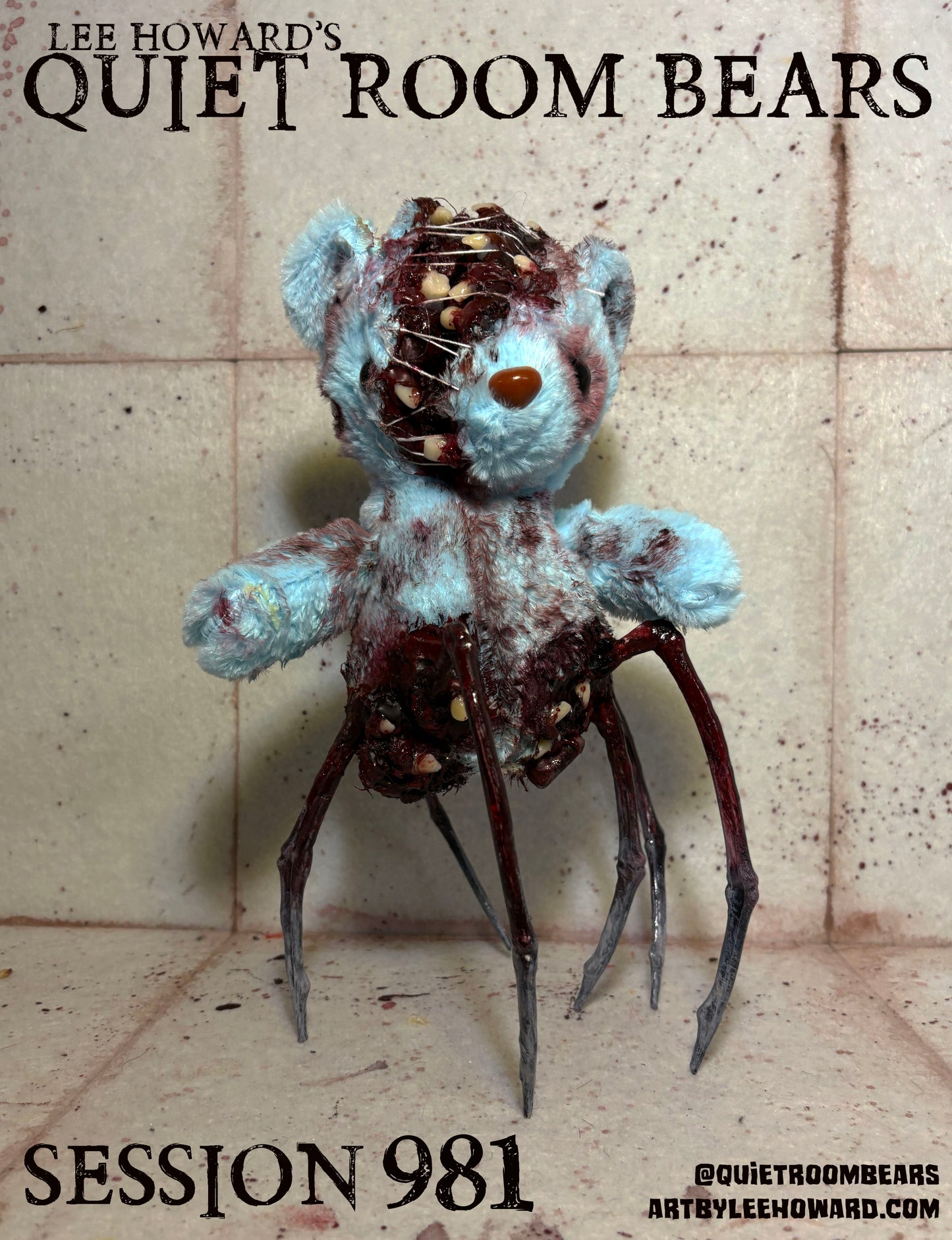 Quiet Room Bears - Session 981 - Horror Art Teddy Bear by Lee Howard