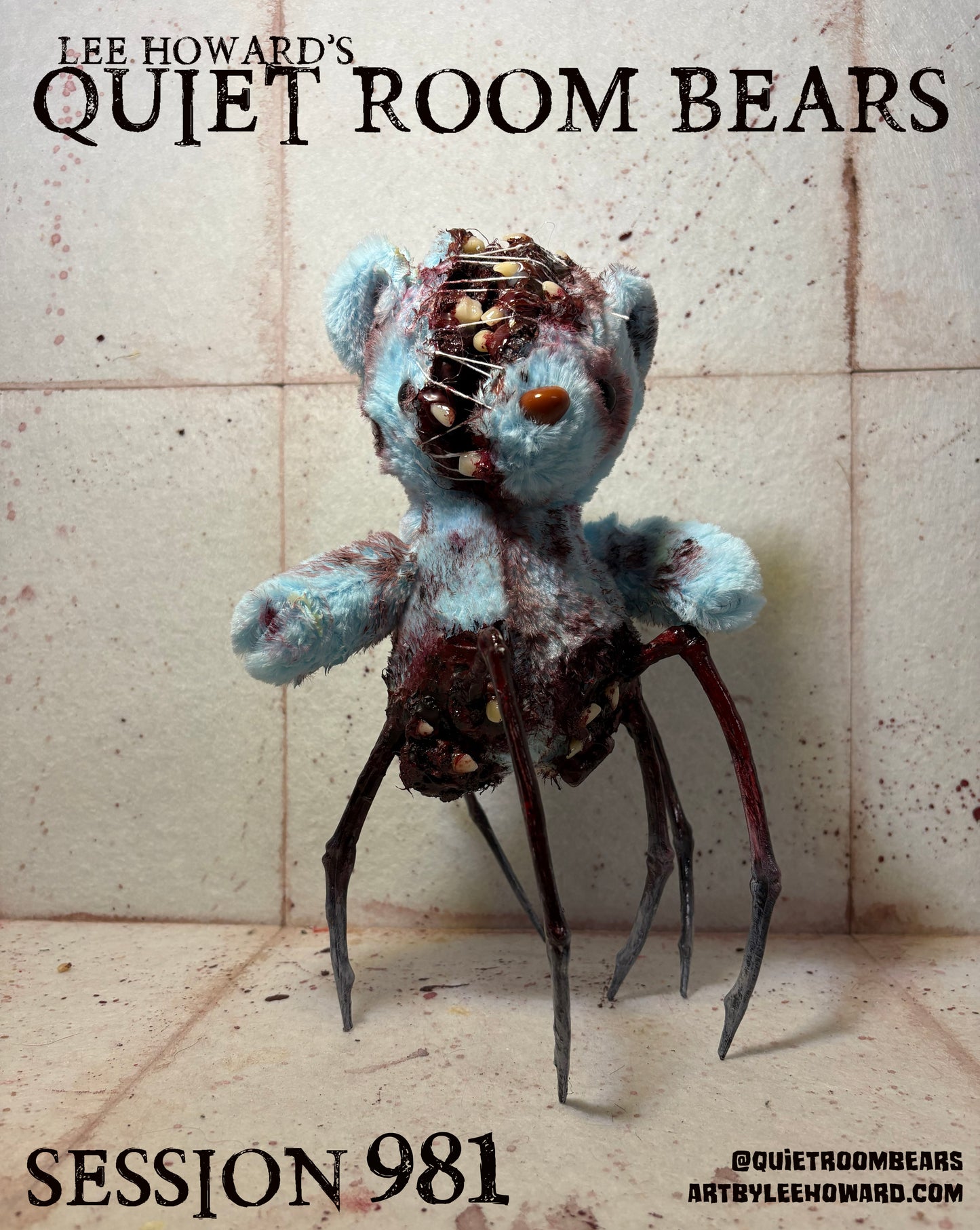 Quiet Room Bears - Session 981 - Horror Art Teddy Bear by Lee Howard