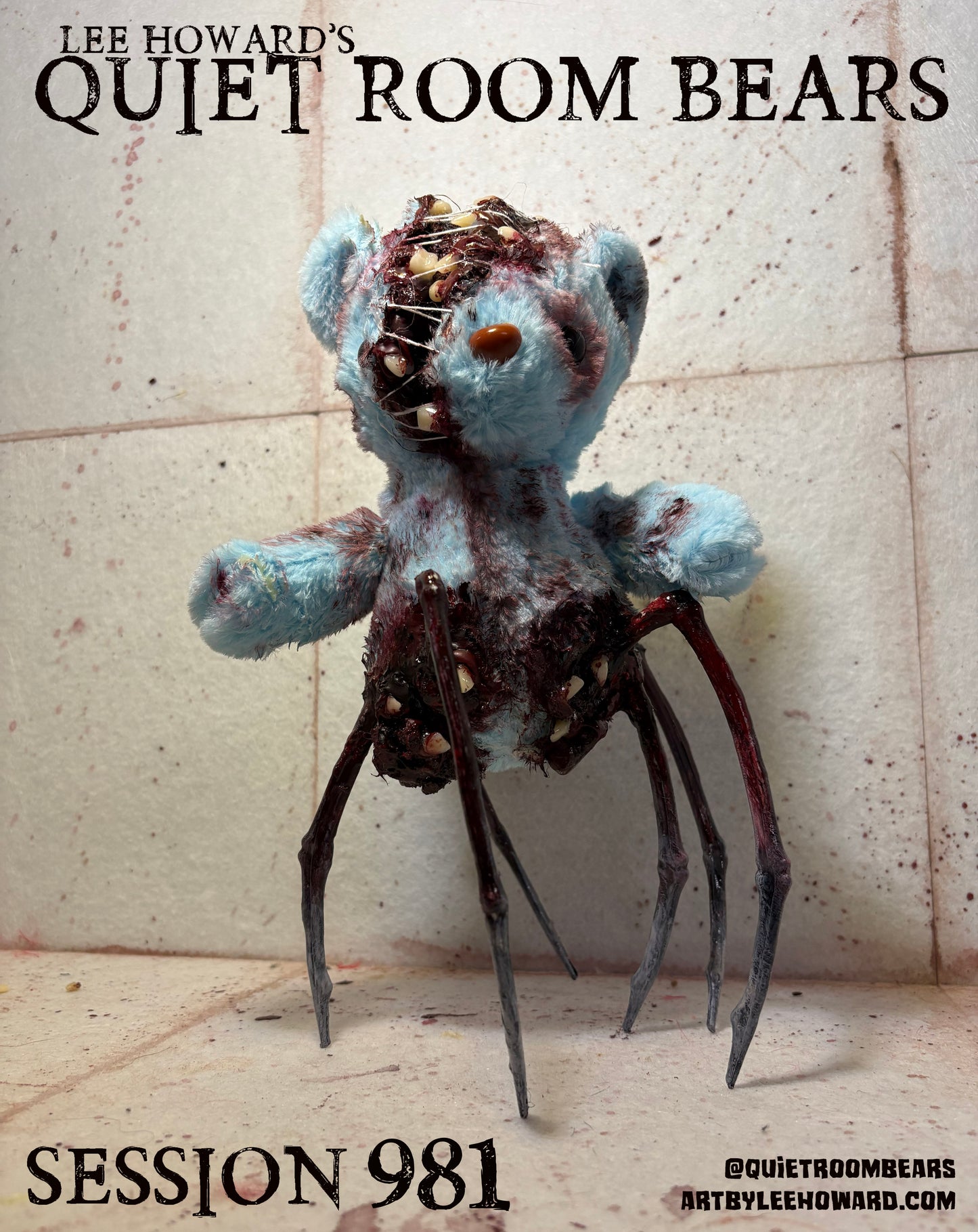 Quiet Room Bears - Session 981 - Horror Art Teddy Bear by Lee Howard