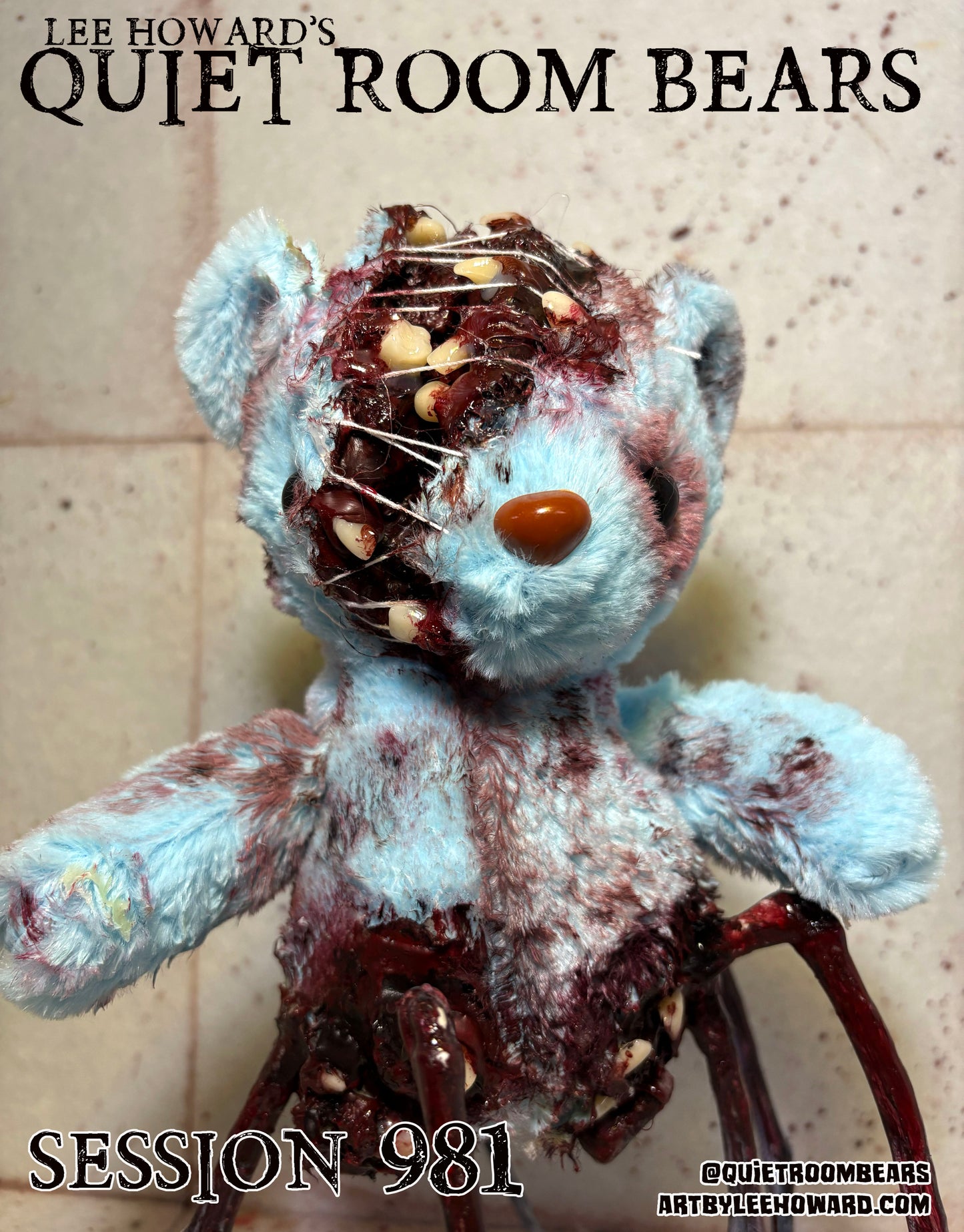 Quiet Room Bears - Session 981 - Horror Art Teddy Bear by Lee Howard