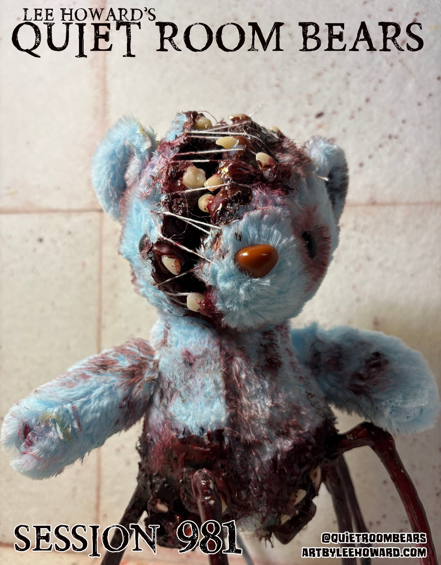 Quiet Room Bears - Session 981 - Horror Art Teddy Bear by Lee Howard