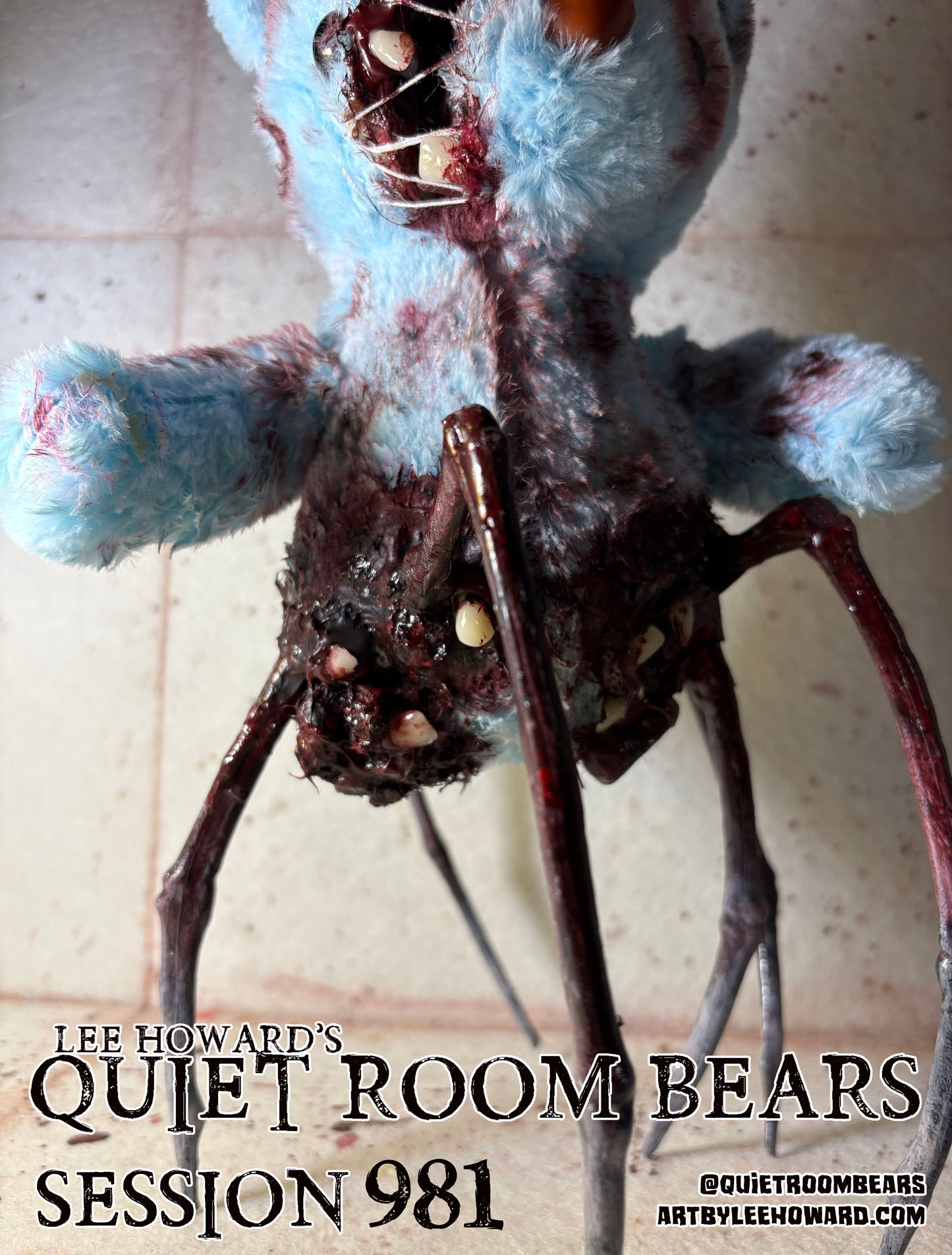 Quiet Room Bears - Session 981 - Horror Art Teddy Bear by Lee Howard