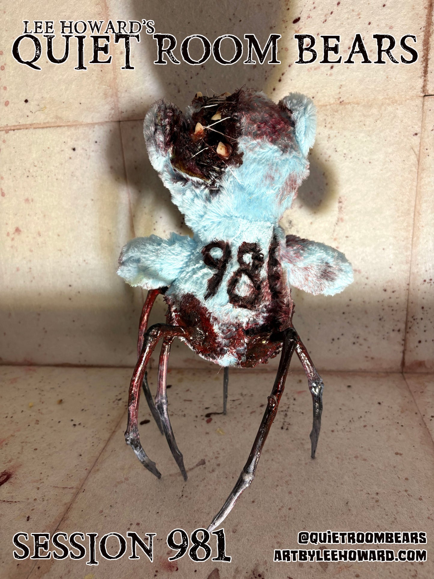 Quiet Room Bears - Session 981 - Horror Art Teddy Bear by Lee Howard