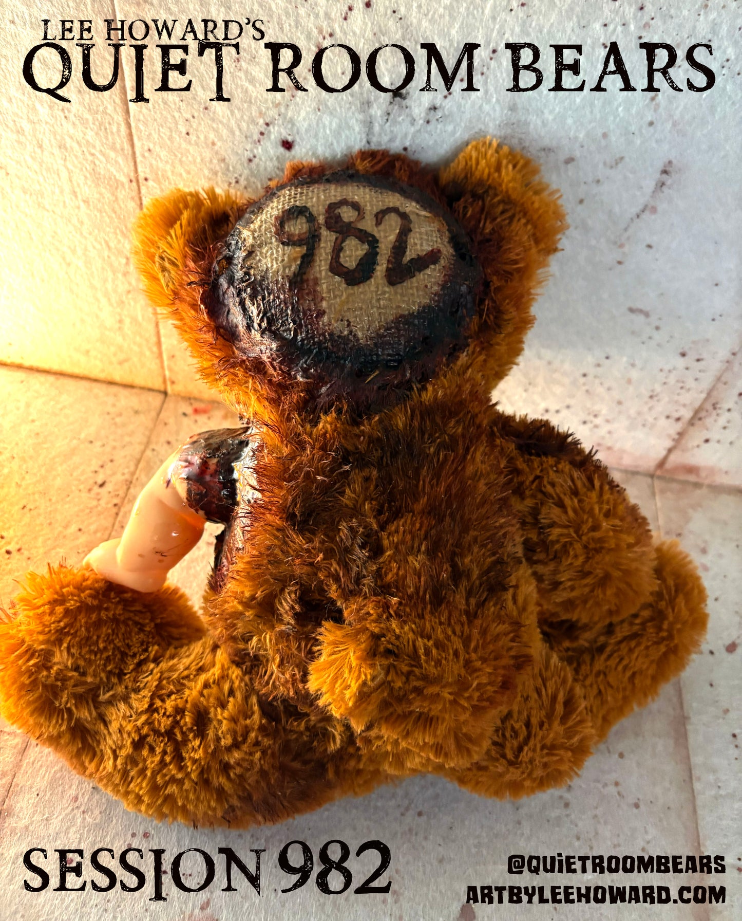 Quiet Room Bears - Session 982 - Horror Art Teddy Bear by Lee Howard