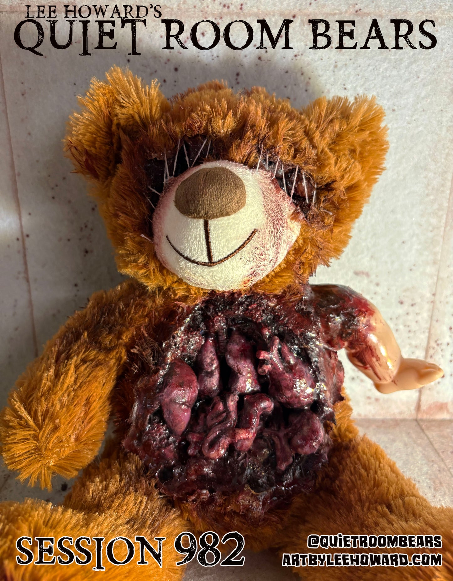 Quiet Room Bears - Session 982 - Horror Art Teddy Bear by Lee Howard