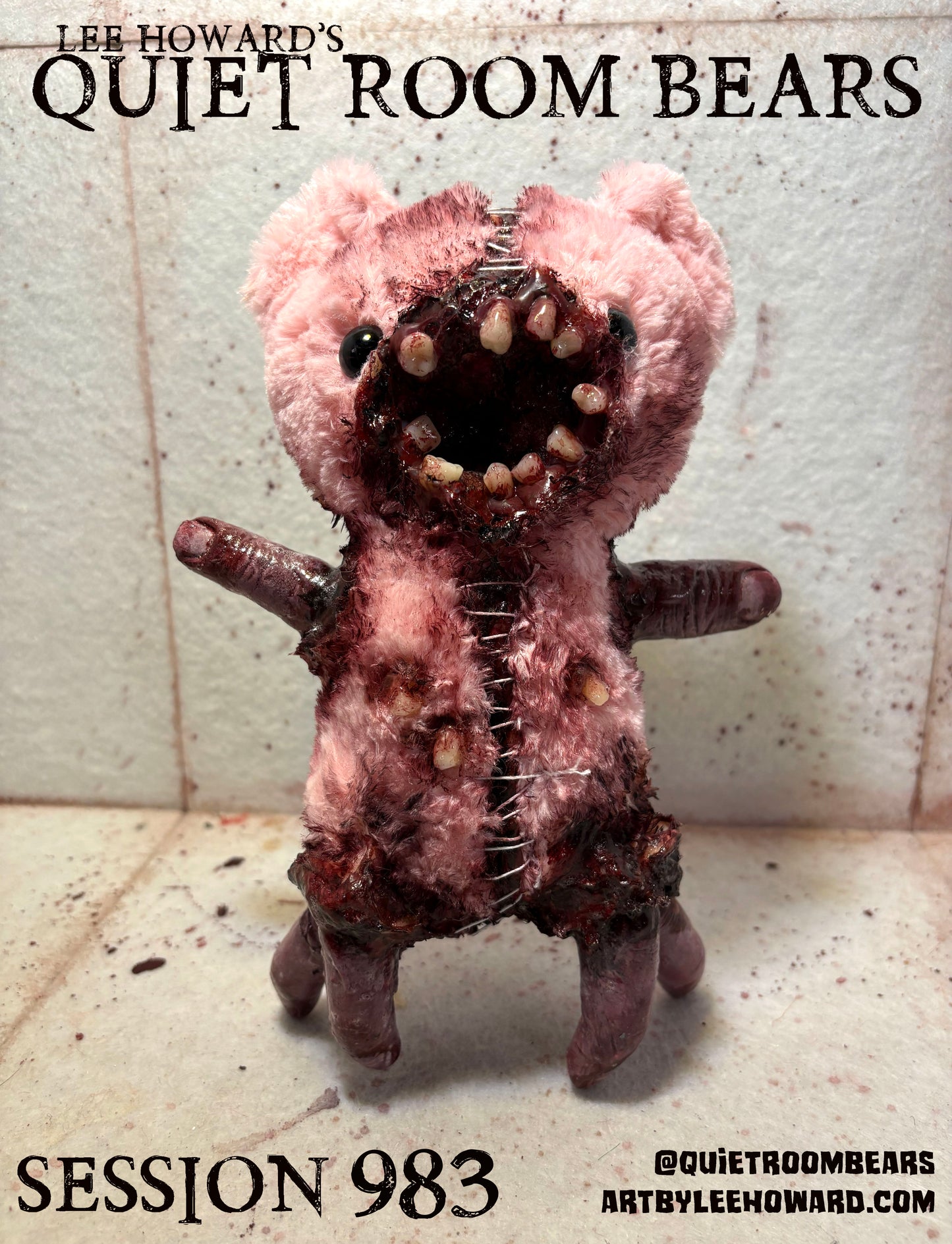 Quiet Room Bears - Session 983 - Horror Art Teddy Bear by Lee Howard