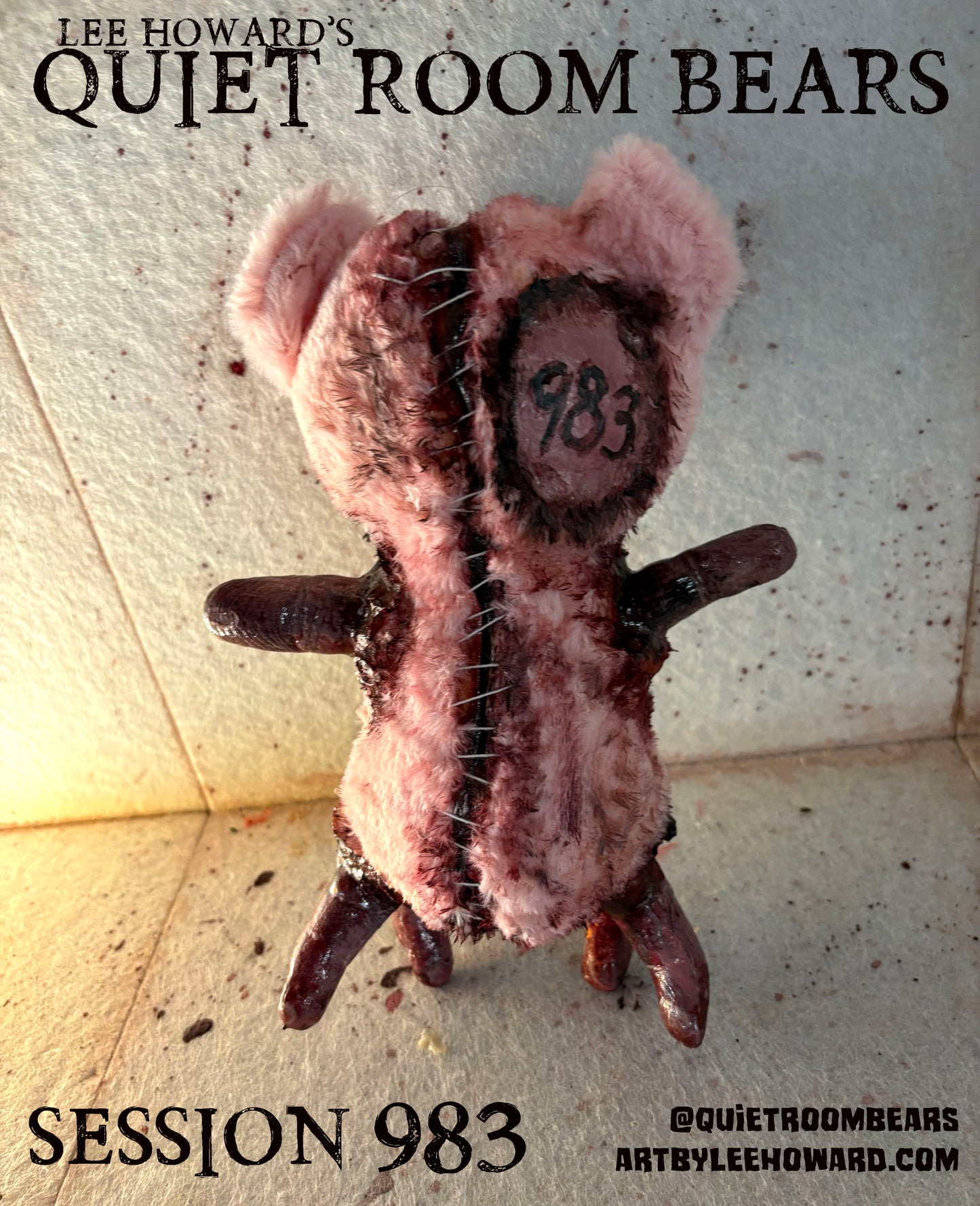 Quiet Room Bears - Session 983 - Horror Art Teddy Bear by Lee Howard