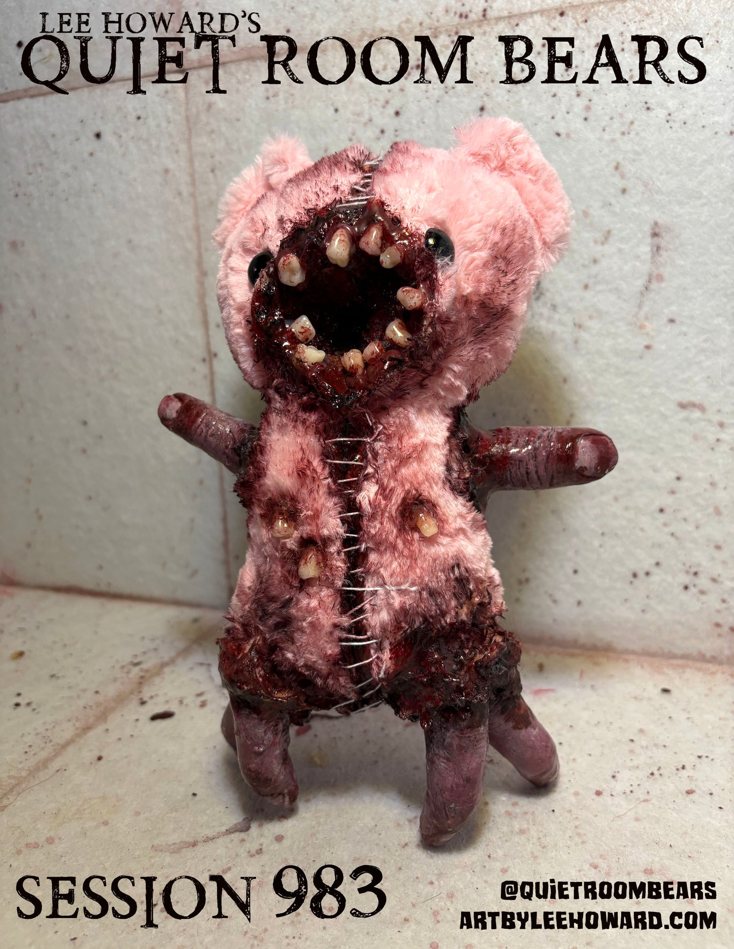 Quiet Room Bears - Session 983 - Horror Art Teddy Bear by Lee Howard