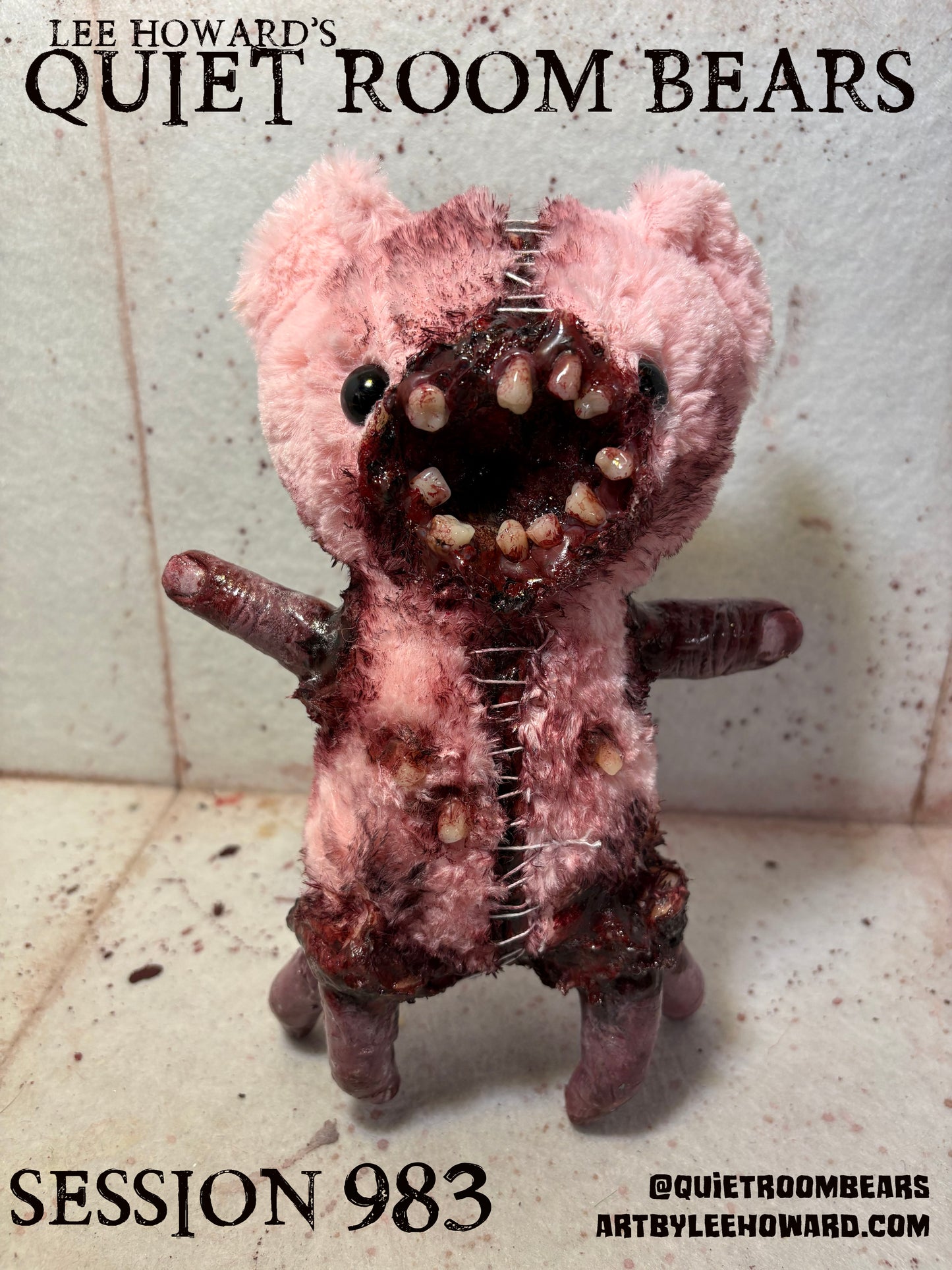 Quiet Room Bears - Session 983 - Horror Art Teddy Bear by Lee Howard