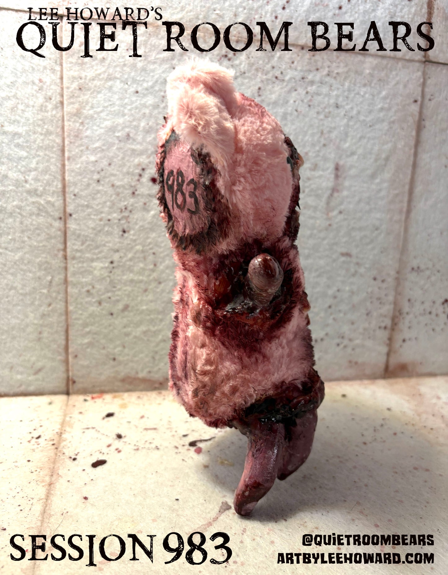 Quiet Room Bears - Session 983 - Horror Art Teddy Bear by Lee Howard