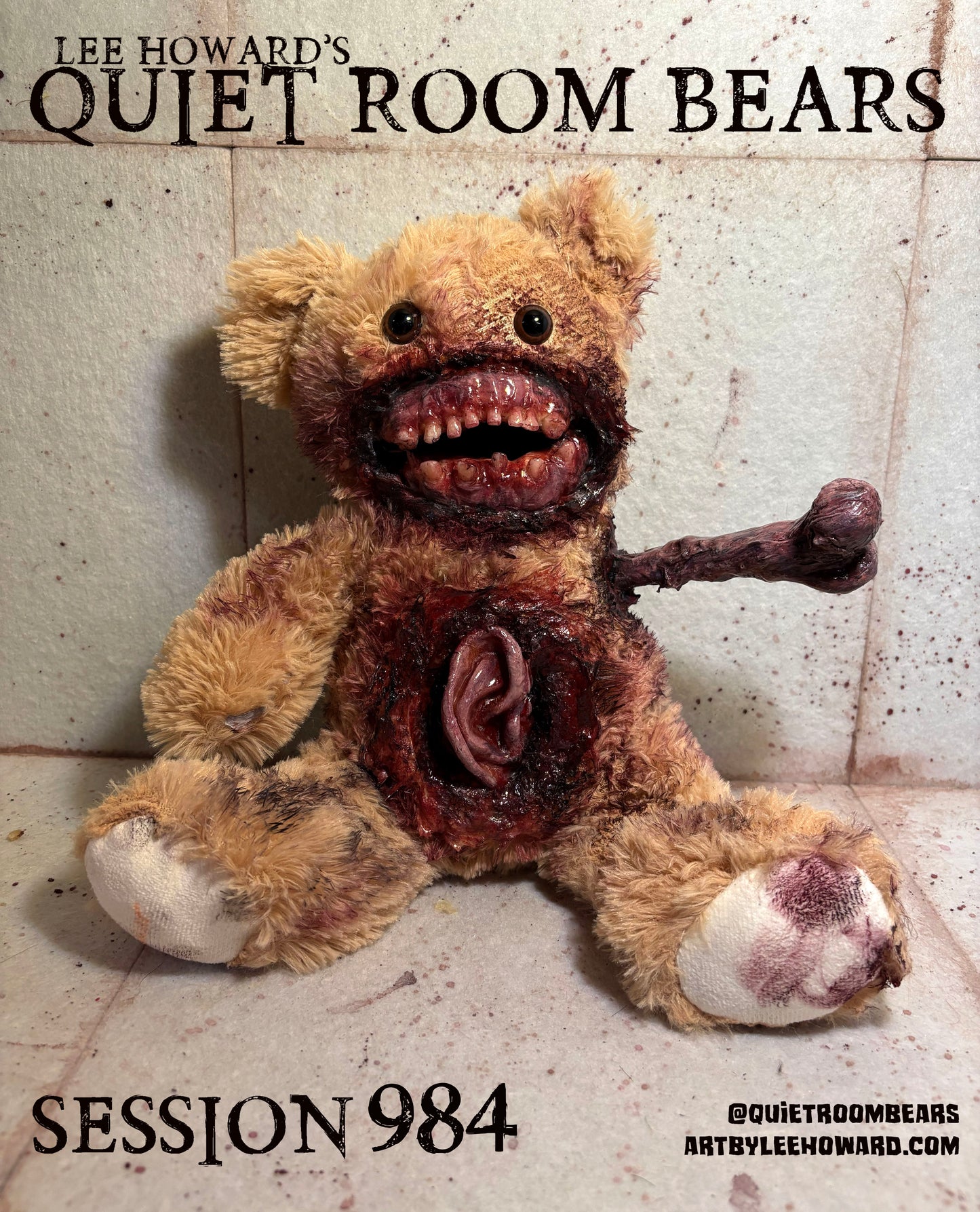 Quiet Room Bears - Session 984 - Horror Art Teddy Bear by Lee Howard