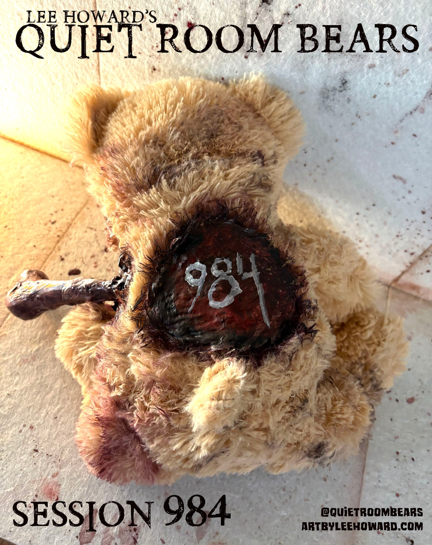 Quiet Room Bears - Session 984 - Horror Art Teddy Bear by Lee Howard