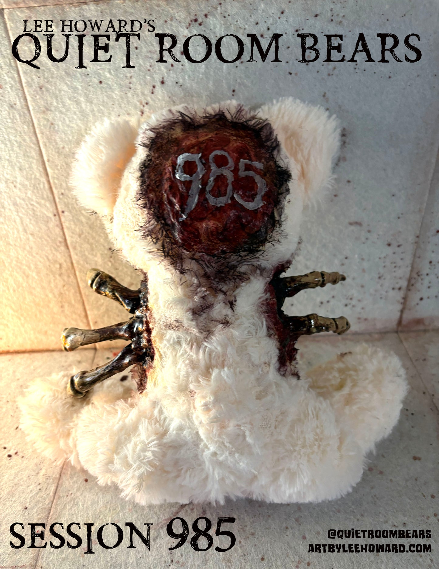 Quiet Room Bears - Session 985 - Horror Art Teddy Bear by Lee Howard