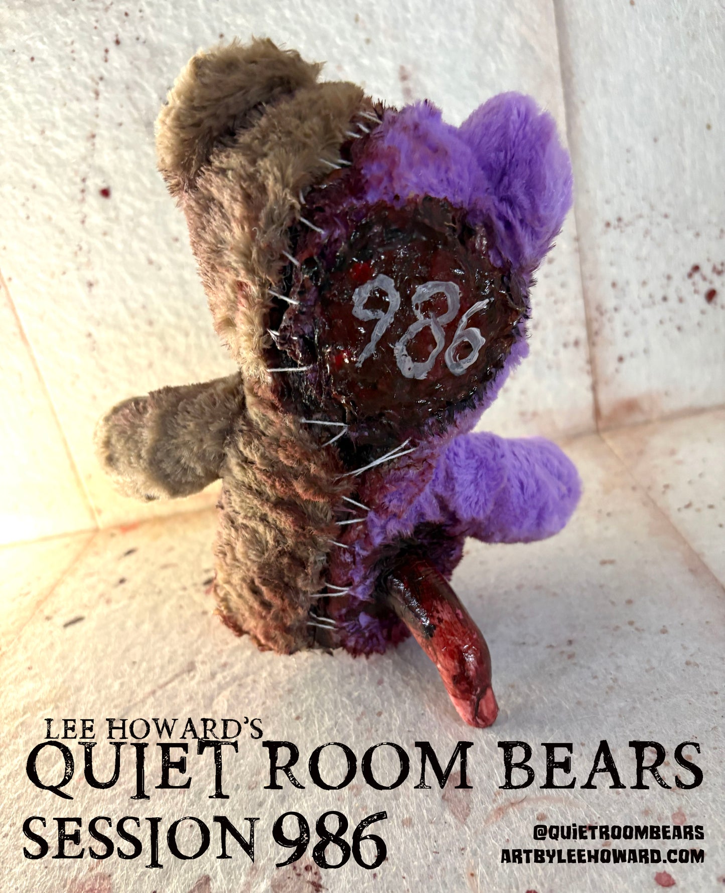 Quiet Room Bears - Session 986 - Horror Art Teddy Bear by Lee Howard