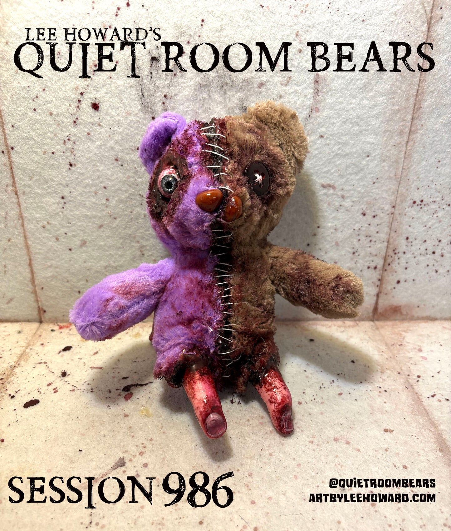 Quiet Room Bears - Session 986 - Horror Art Teddy Bear by Lee Howard